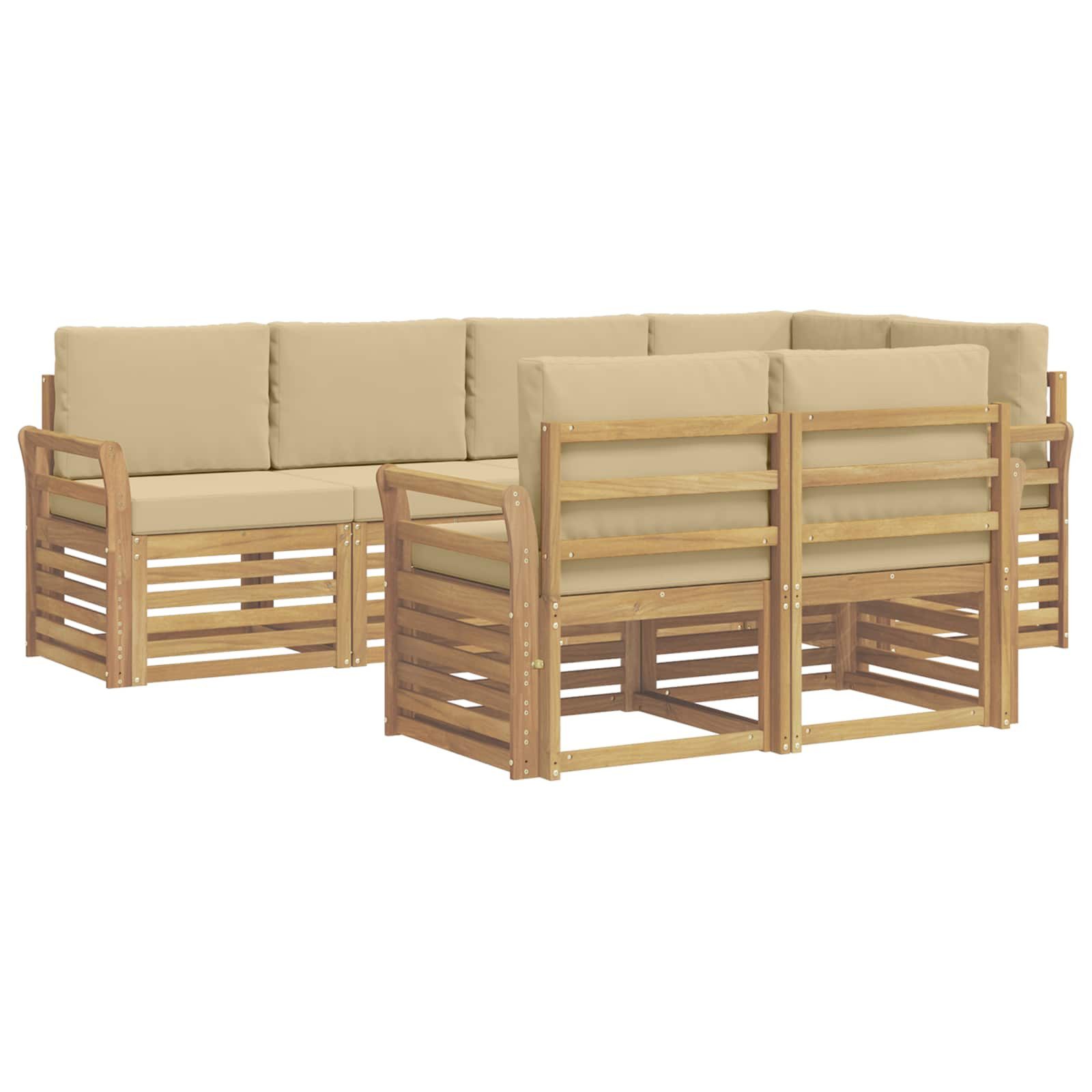 Gartenlounge-Set Outdoor-Sofagarnitur 7 pcs Weiß und Beige 249 x 130,5 x 73 cm