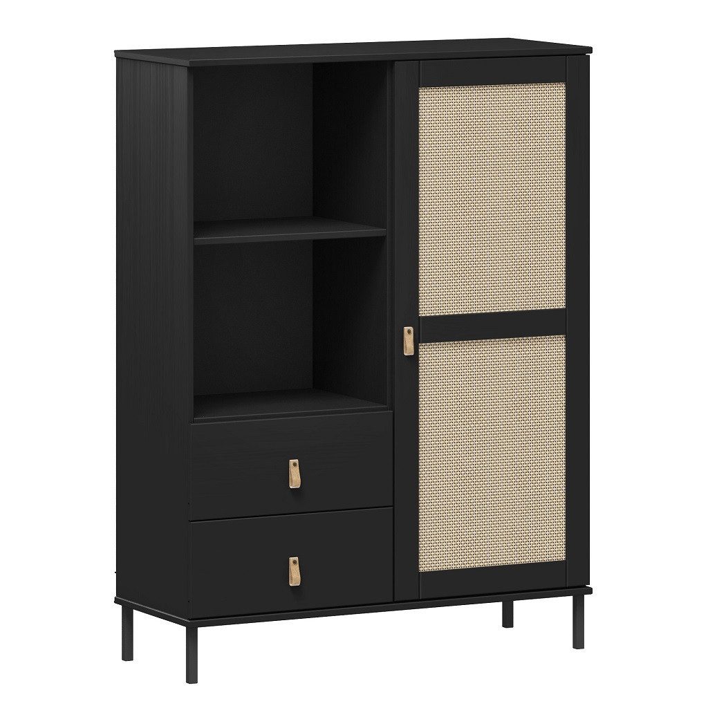 Main Möbel Highboard Highboard 100x136cm 'Seattle' Kiefer massiv schwarz