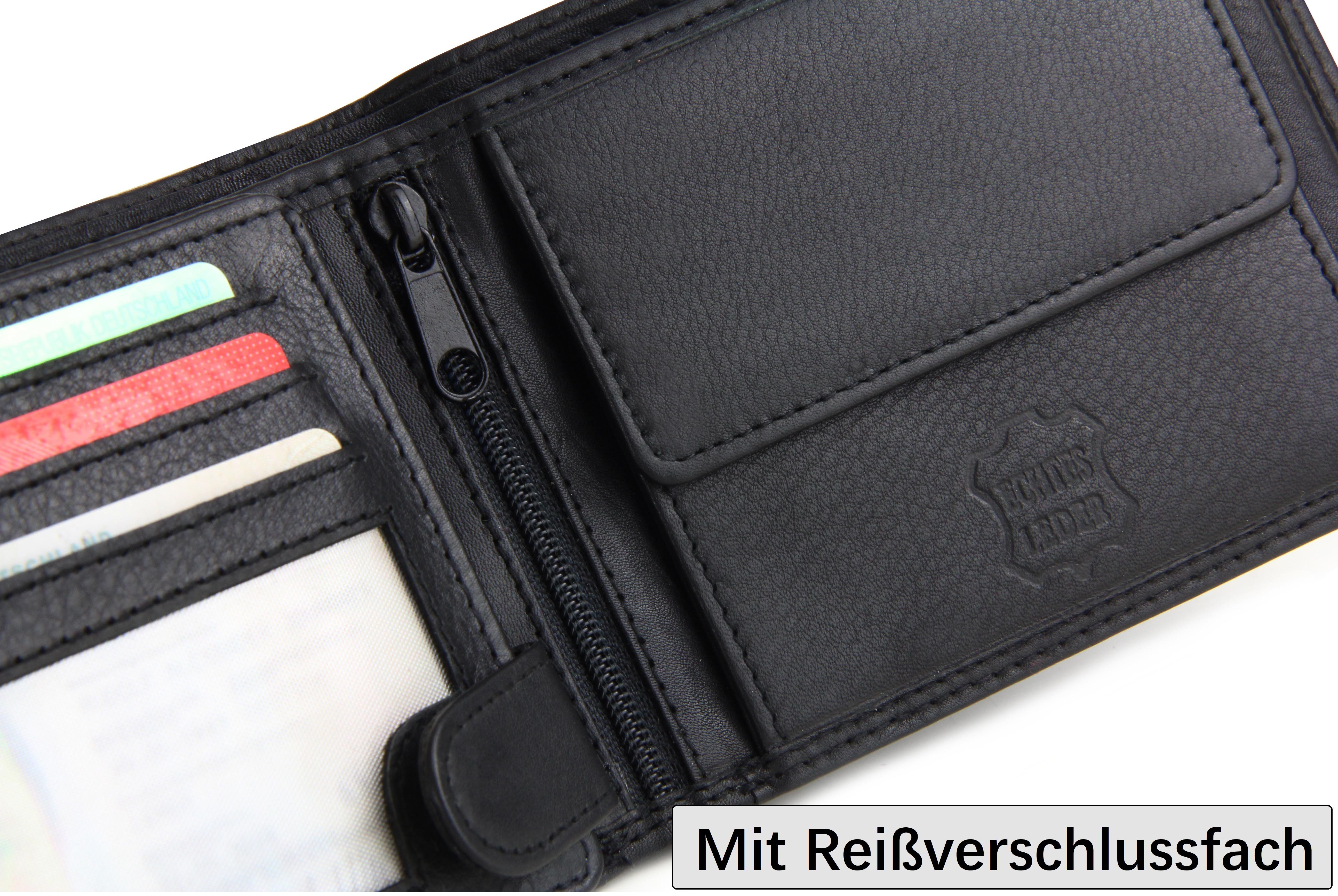 Frentree Geldbörse 12 Kartenfächer und RFID-Schutz, aus echtem Nappaleder, Querformat Portemonnaie, mit Geschenkbox, Herren – Bild 3 von 5