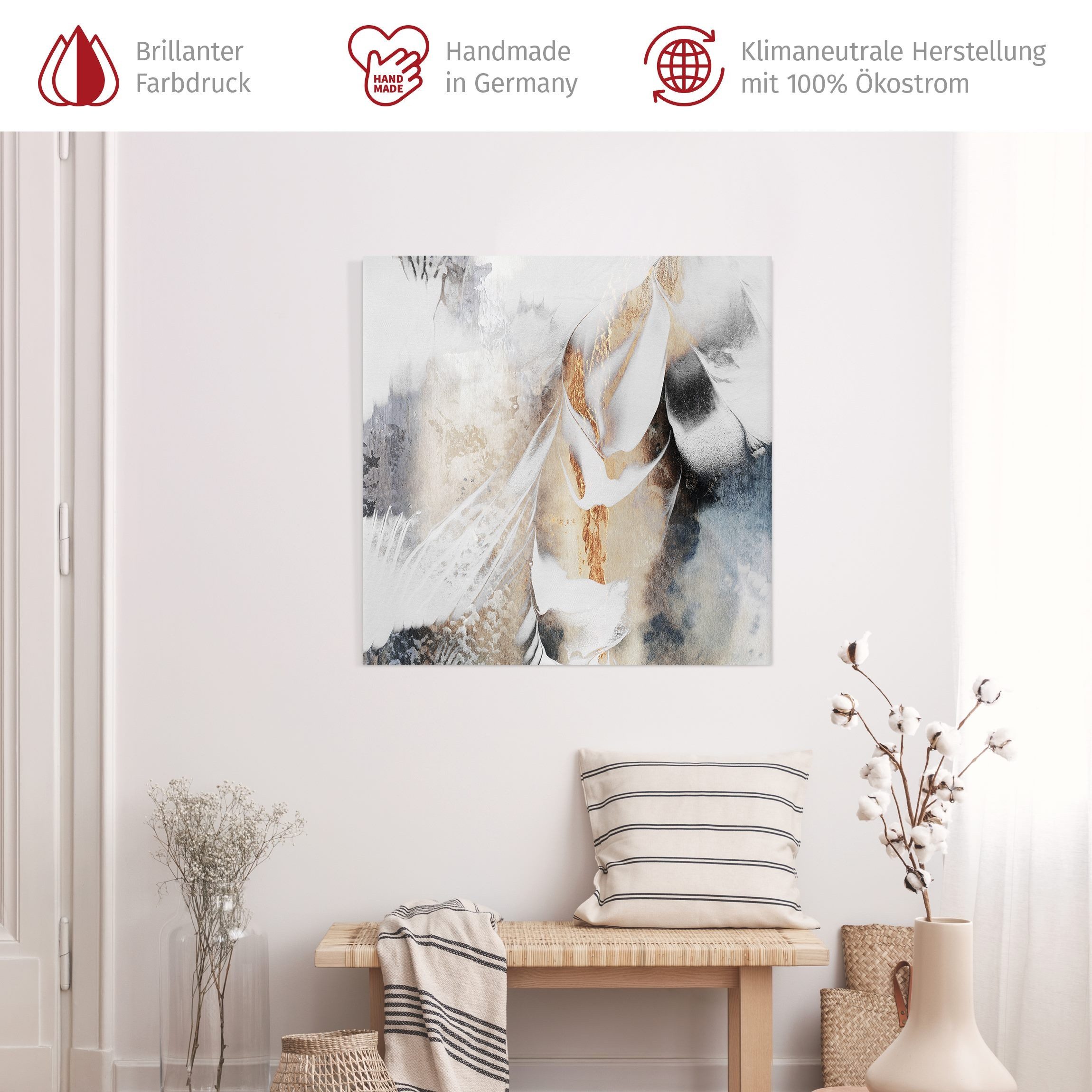 Bilderdepot24 Leinwandbild Kunstdruck Goldene abstrakte Malerei gold Bild auf Leinwand Groß XXL, Wohnzimmer Schlafzimmer Küche Flur Wandbild Kunstkopie Wanddeko Druck