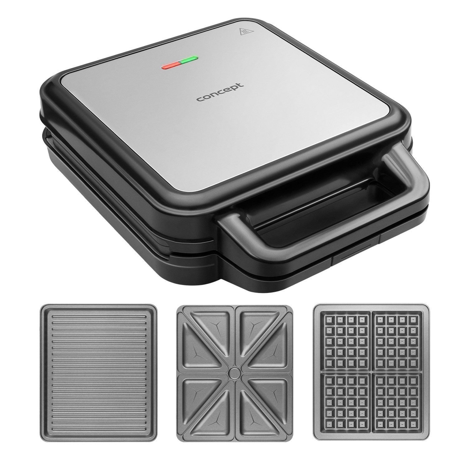 Concept 3-in-1-Sandwichmaker 3-in-1-Sandwichtoaster 1200 W, 1200 W, drei austauschbare Platten