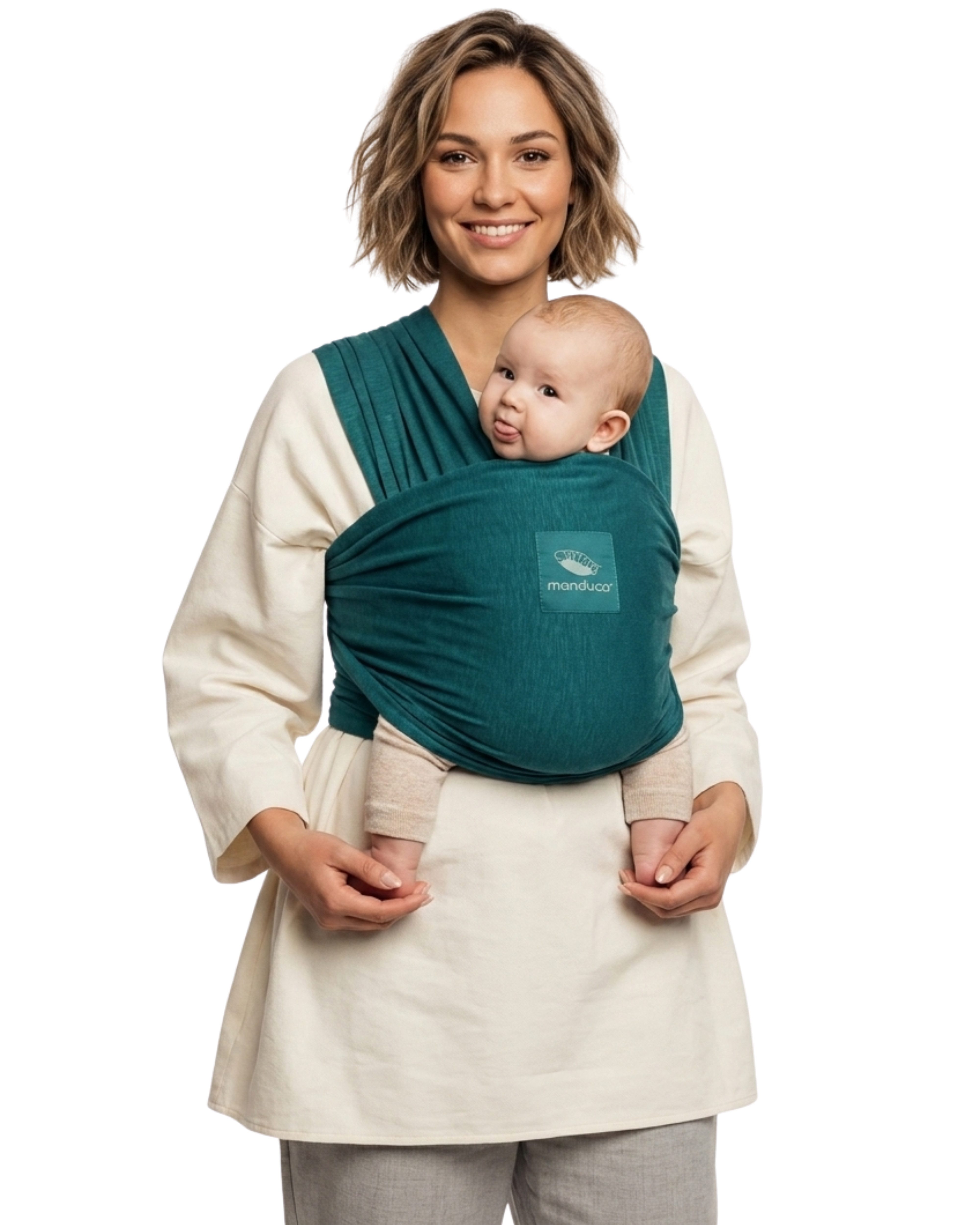manduca Babytrage manduca Sling - Babytragetuch - Elastische Babytrage, Unterstützt die natürliche M-Position beim Baby.
