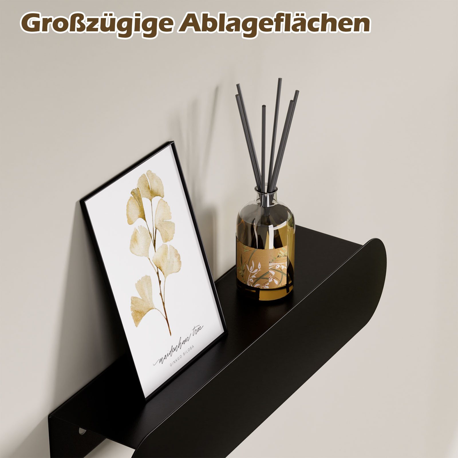 Yorbay Schlüsselbrett mit 6 versteckten Haken & Ablagefläche, Schlüsselhalter aus Metall für Flur, Eingangsbereich, Wohnzimmer – Bild 4 von 5
