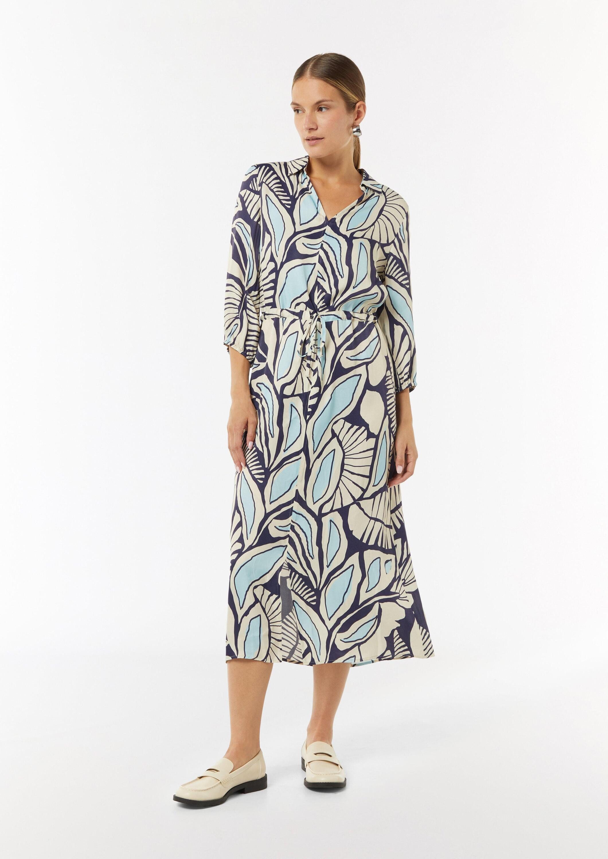 comma Midikleid Kleid Gemustertes Hemdblusenkleid mit günstig online kaufen