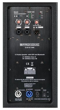 Pronomic C-212 MA - Aktive 2-Wege Bi-Amp Box Stereo Set 2.0 Lautsprecher (Bluetooth, 500 W, mit 2 Kanälen - 12 zoll Woofer - DSP-Presets inkl. Stative)