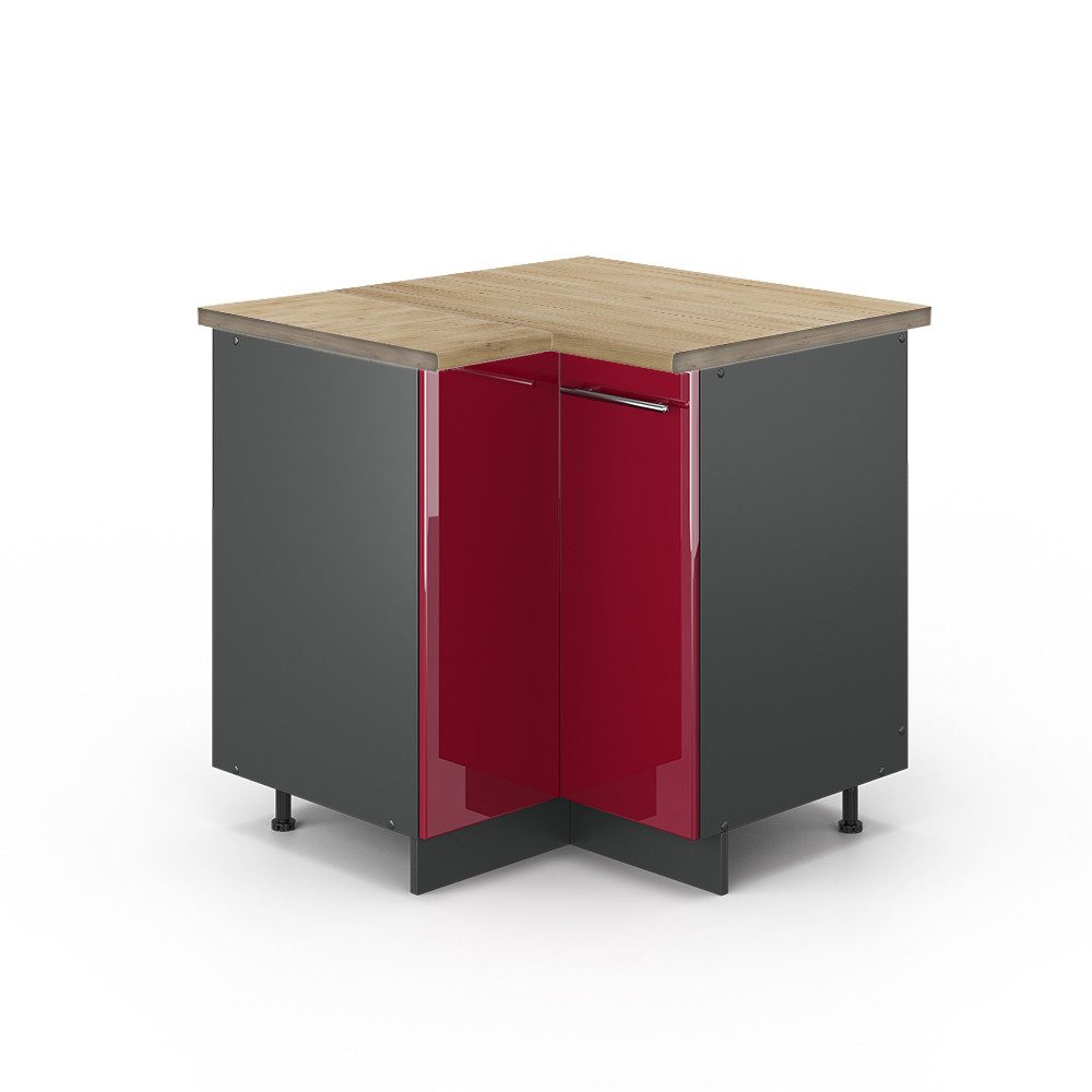 Vicco Eckunterschrank Fame-Line, Bordeaux Hochglanz/Anthrazit, 80.5 günstig online kaufen