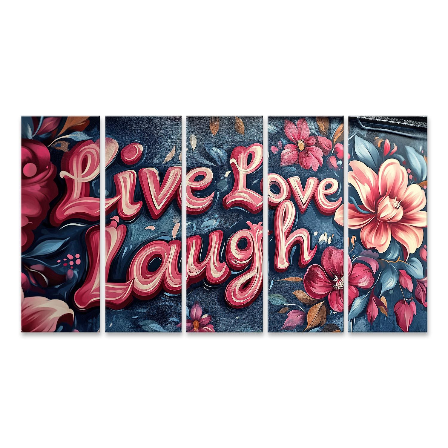 Leinwandbild Lebe Liebe Lache Buntes Blumen Kunstwerk