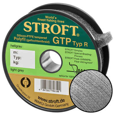 Stroft Angelschnur STROFT GTP Typ R Geflochtene Angelschnur 150m hellgrau, 150 m Länge, 0.15 mm Fadendurchmesser, (1-St), 4.5kg Tragkraft