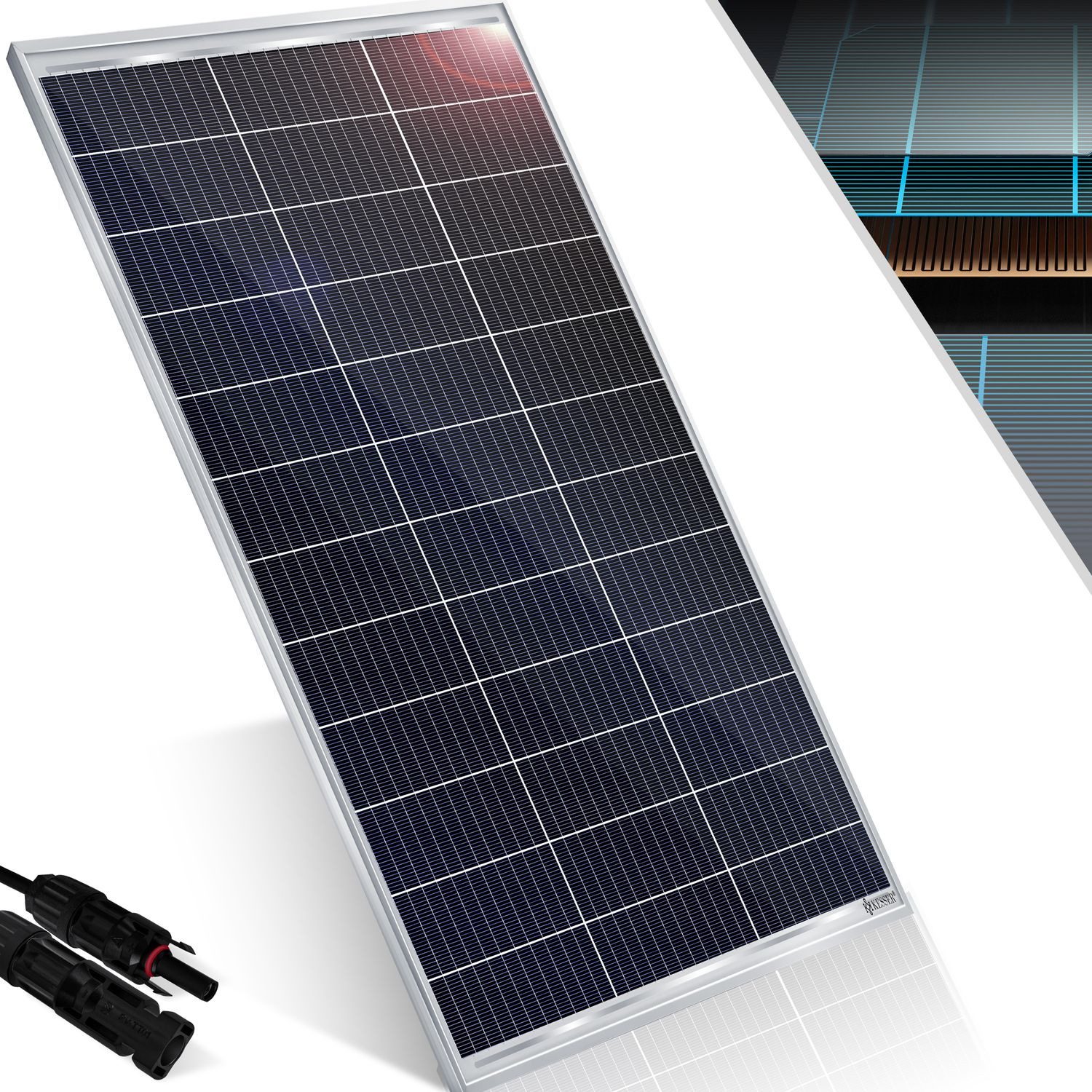 KESSER Solarmodul, (1-St), Solarpanel Monokristallin 18V Photovoltaik Solaranlage PV Anlage
