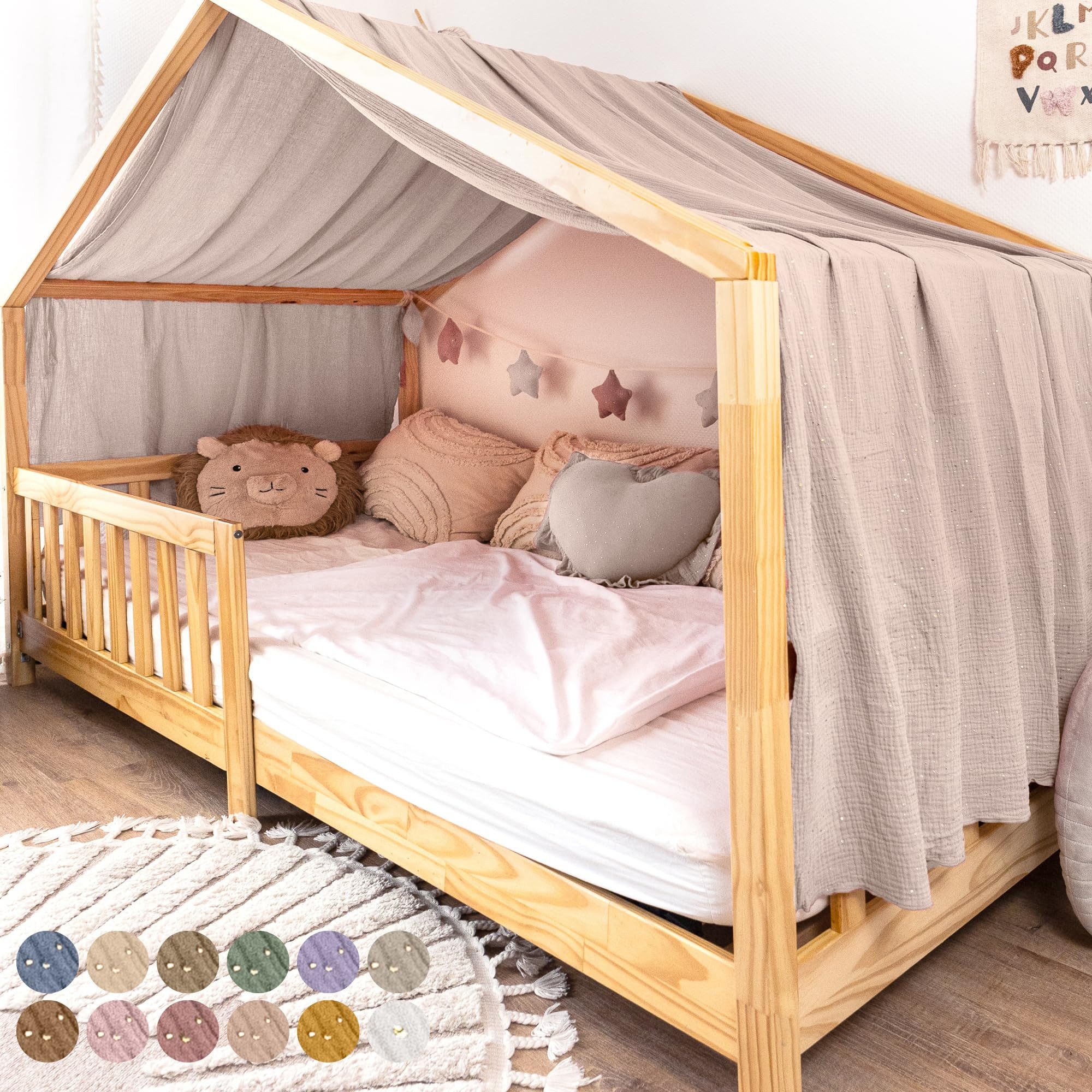 lilimaus Betthimmel Musselin Hausbett Himmel Kinderzimmer Baumwolle mit Gol günstig online kaufen