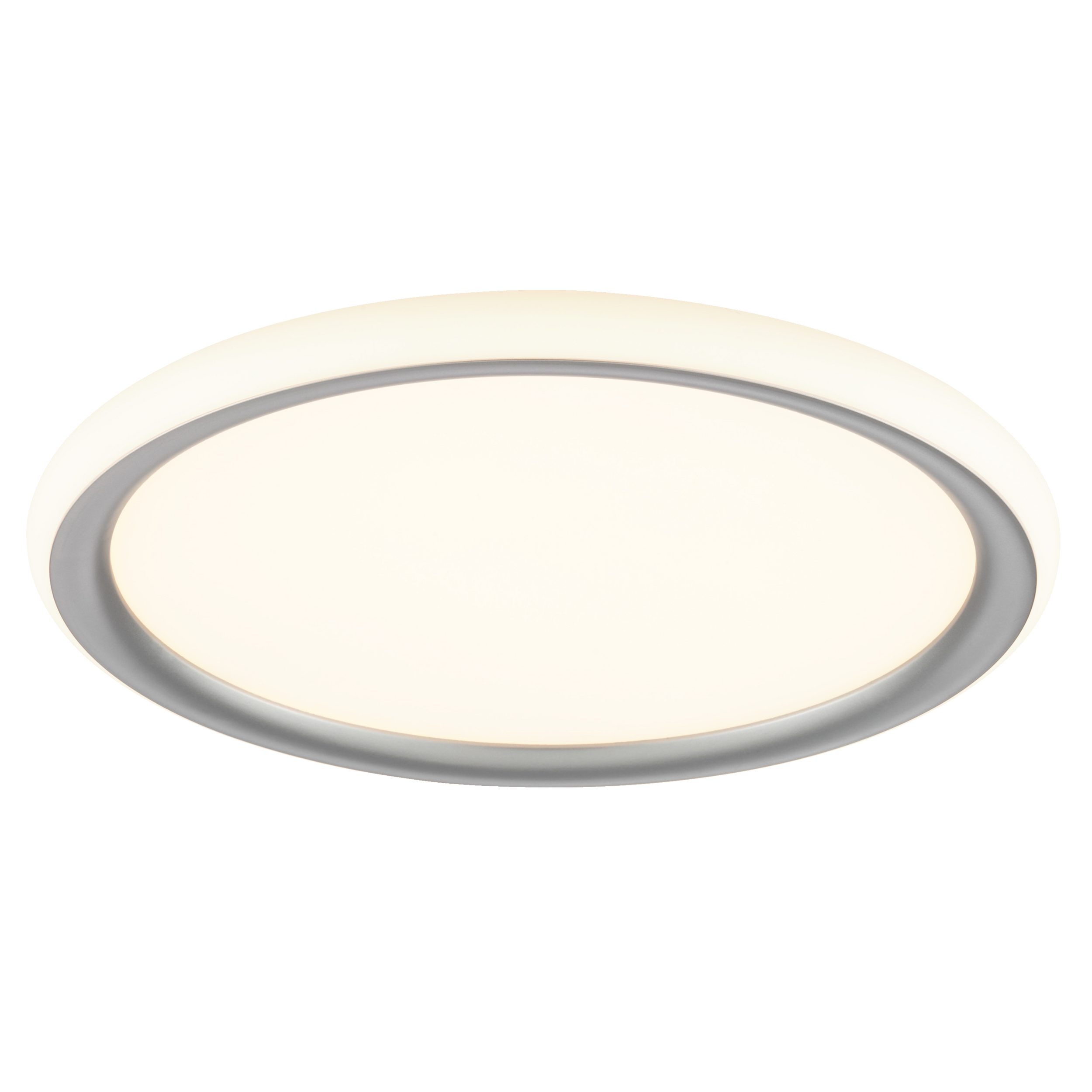 Lightbox Deckenleuchte, LED fest integriert, Warmweiß, LED-Deckenleuchte Ø 30 cm, 1800 lm, 3 Licht-Modi, silberfarben