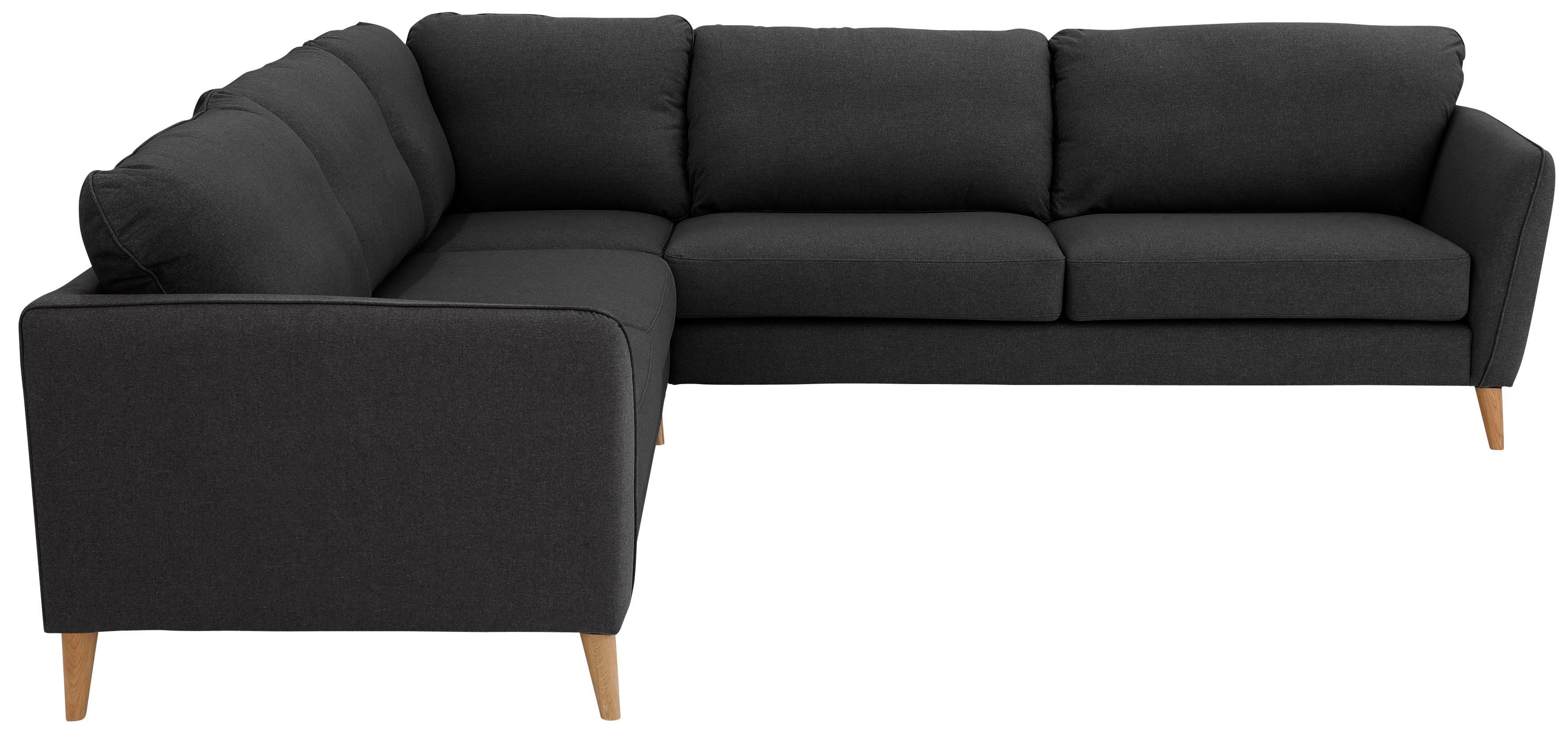 Home affaire Ecksofa MARSEILLE 278/278 cm, L-Form, Webstoff, Flachgewebe, Filzoptik, gleichschenklig, Massivholzbeine, Landhausstil, Wellenunterfederung