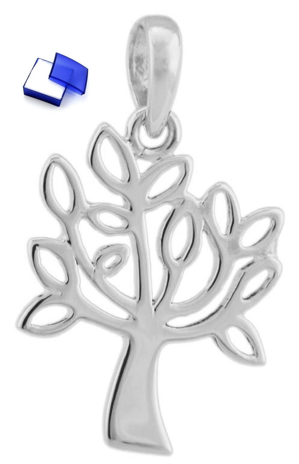 unbespielt Kettenanhänger Anhänger Baum mit Blättern filigran glänzend 925 Silber 20 x 15 mm, Silberschmuck für Damen