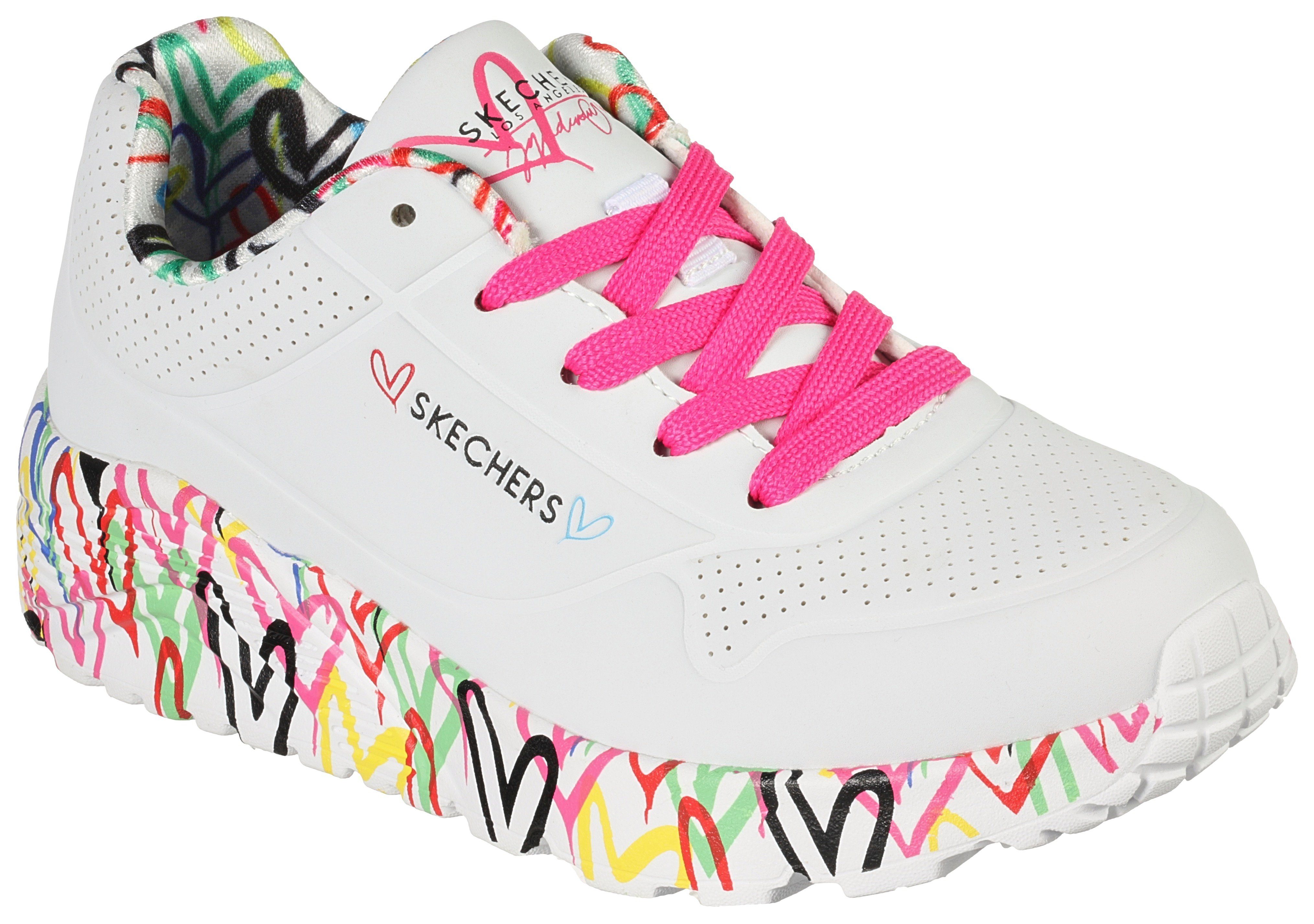 Skechers Kids UNO LITE Sneaker Plateausneaker, Chunky Sneaker, Schnürschuh mit bedruckter Sohle