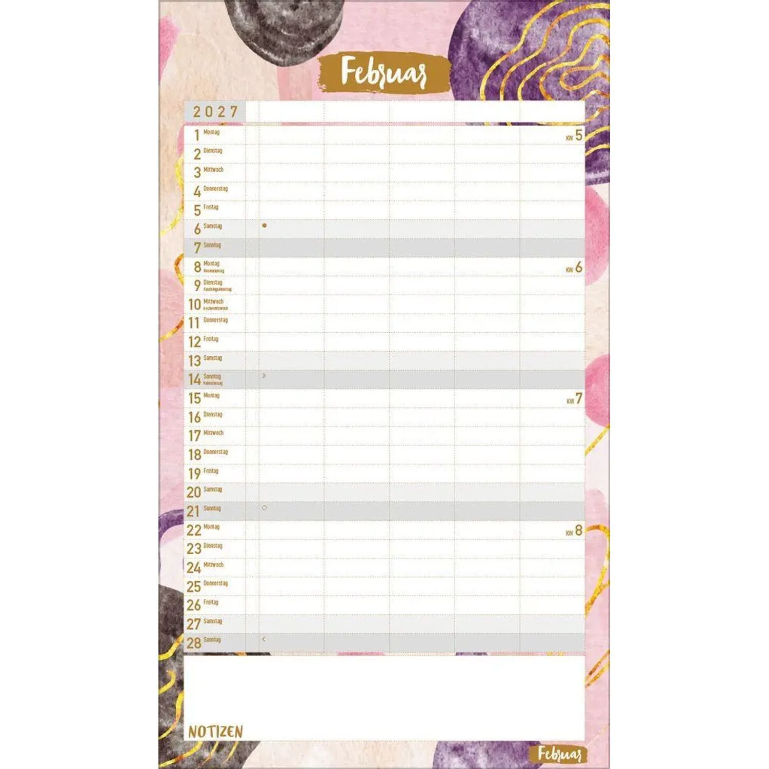 Korsch Verlag Wandkalender Familienplaner Metallic Glam 2027