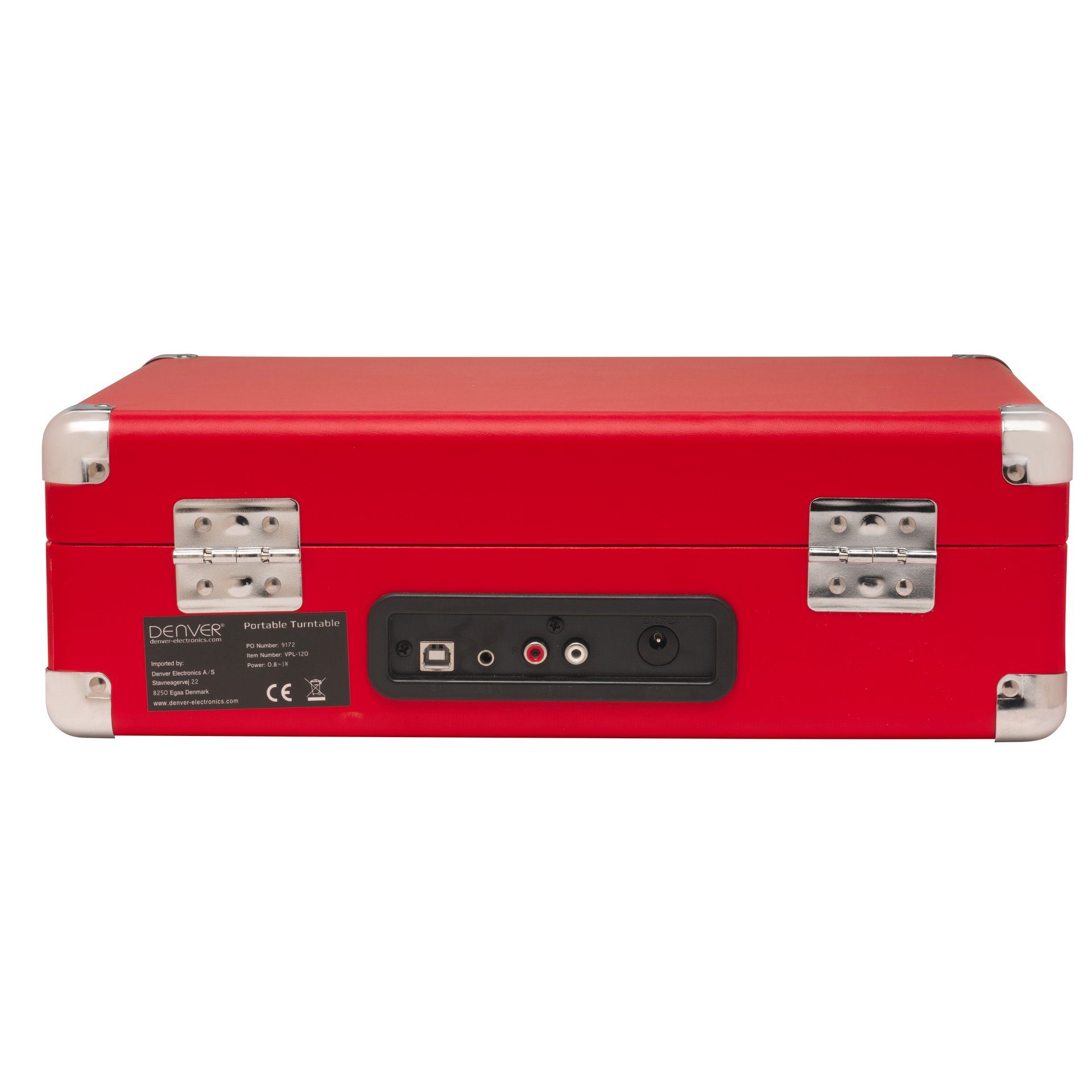 Denver USB Plattenspieler VPL-120 (Riemenantrieb) mit Rot Plattenspieler Lautsprechern