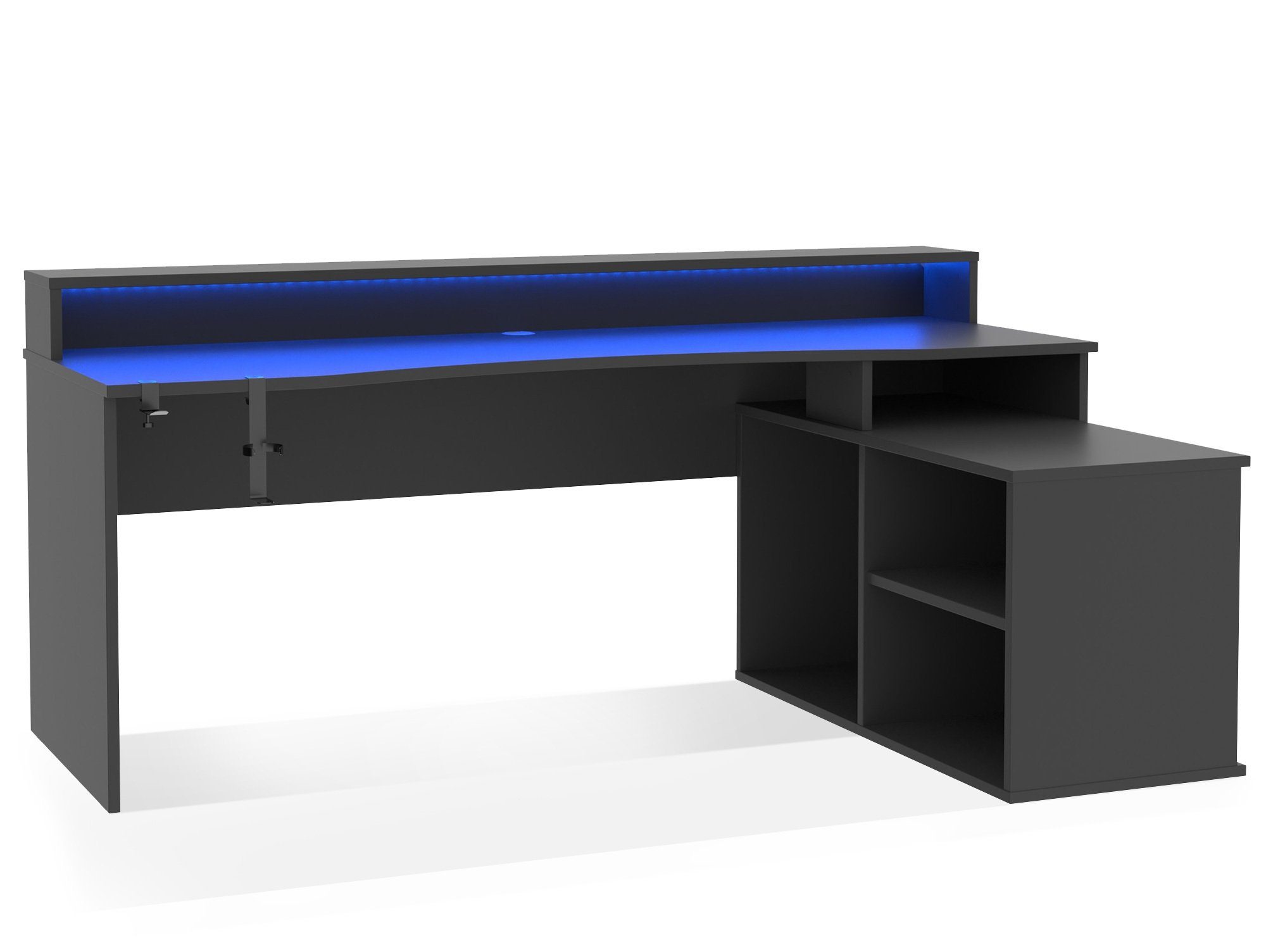 Moebel-Eins Kinderschreibtisch, TEZO BIG Gaming Schreibtisch, Material Dekorspanplatte, schwarz matt