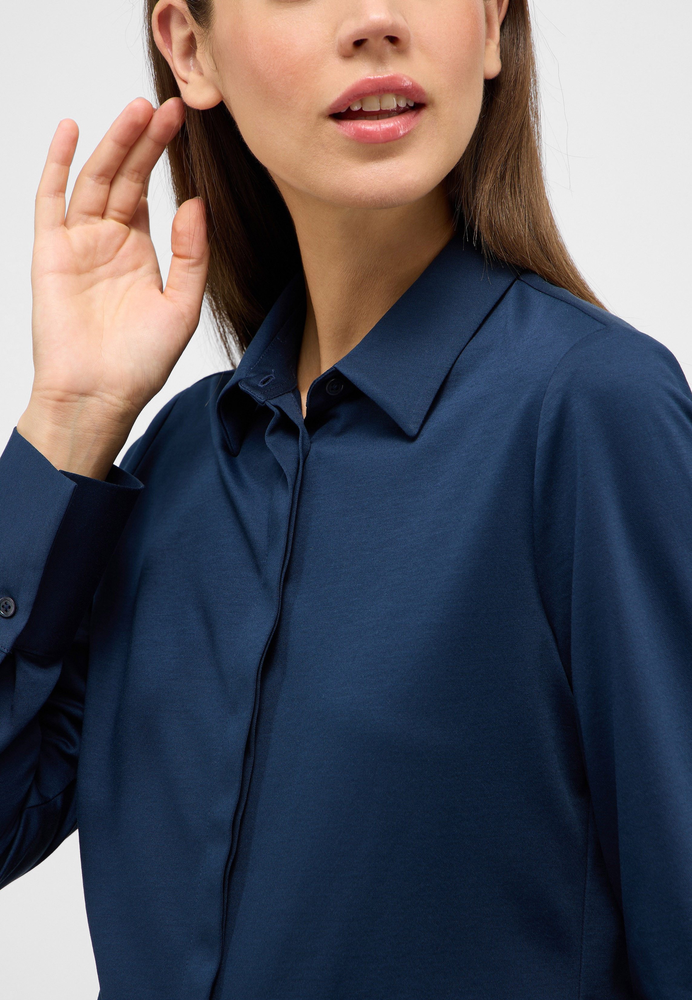 Eterna Blusentop ETERNA FITTED Langarm Bluse marine stretch 5780-19-DY70 - Japanese