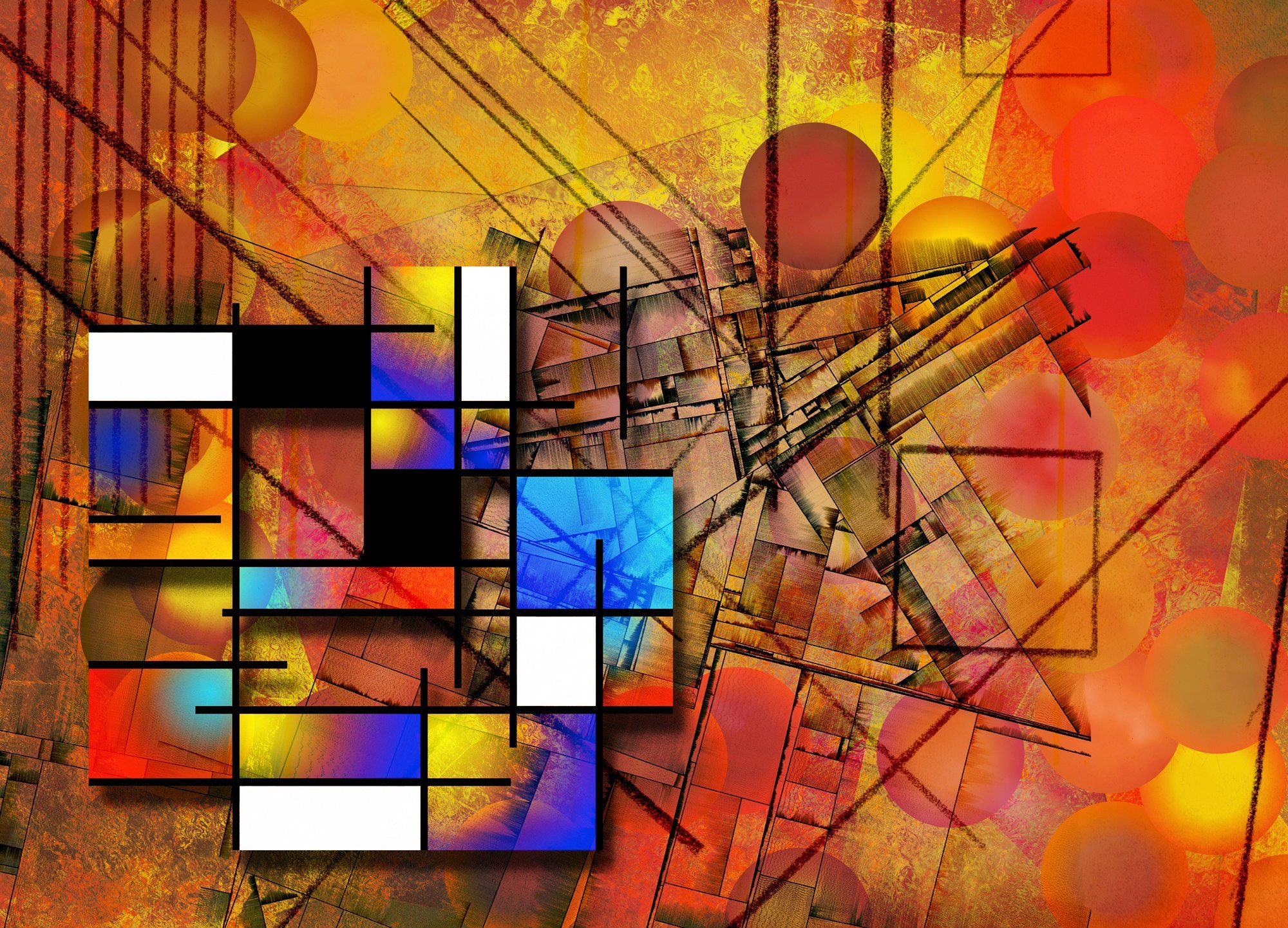 Papermoon Fototapete MODERNE KUNST-ABSTRAKT MALEREI 3D GEOMETRISCH ART