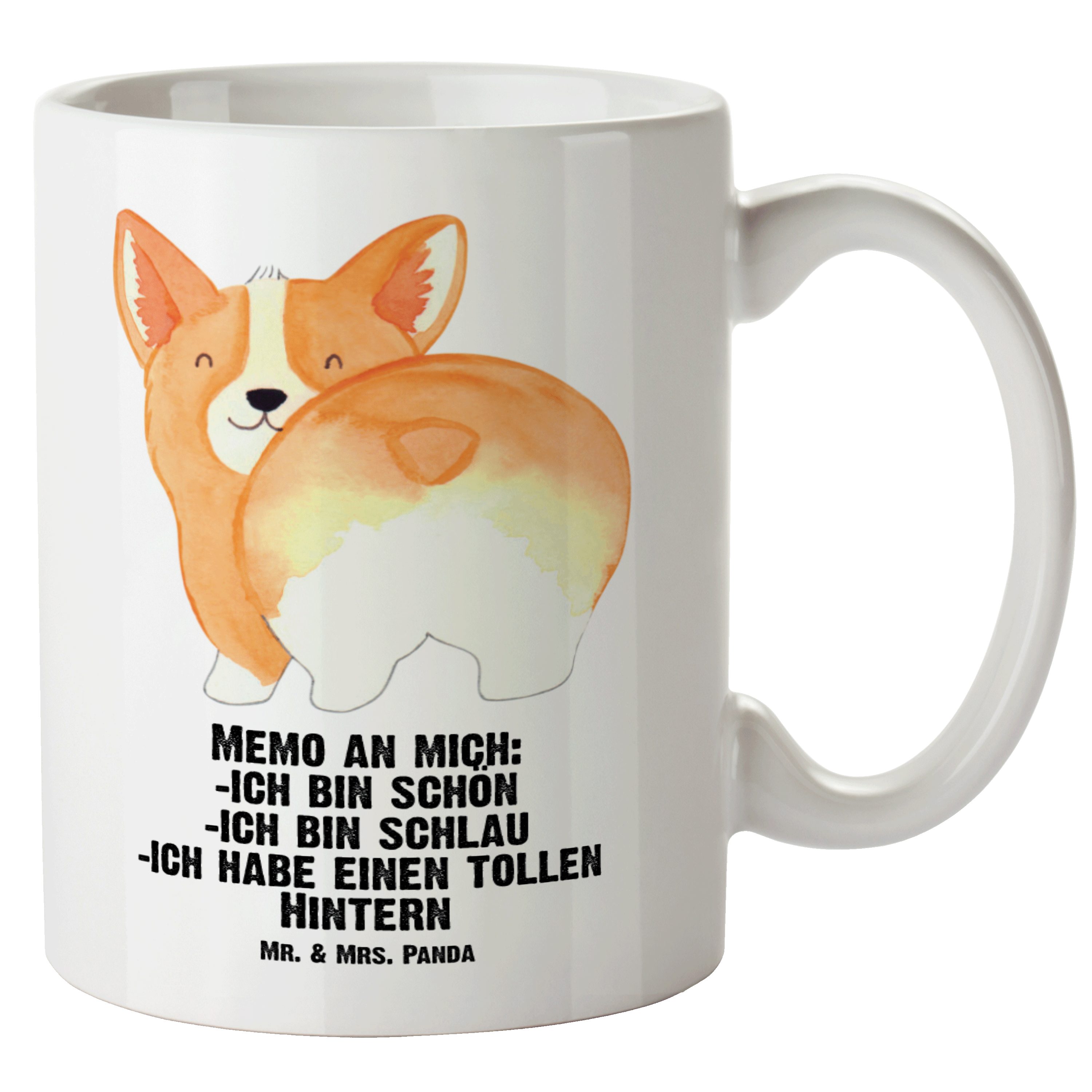 Mr. & Mrs. Panda Tasse Corgie Po - Weiß - Geschenk, Hundeliebe, Hund, Große Tasse, Hunderass, XL Tasse Keramik | Tassen