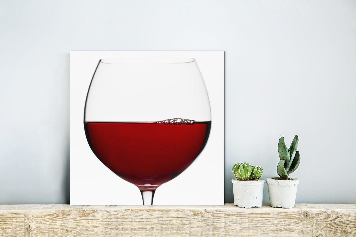 Rotwein, eines aus Glases (1 Metall, Aluminium St), magischen Metallbild deko Alu-Dibond-Druck, Gemälde MuchoWow Nahaufnahme