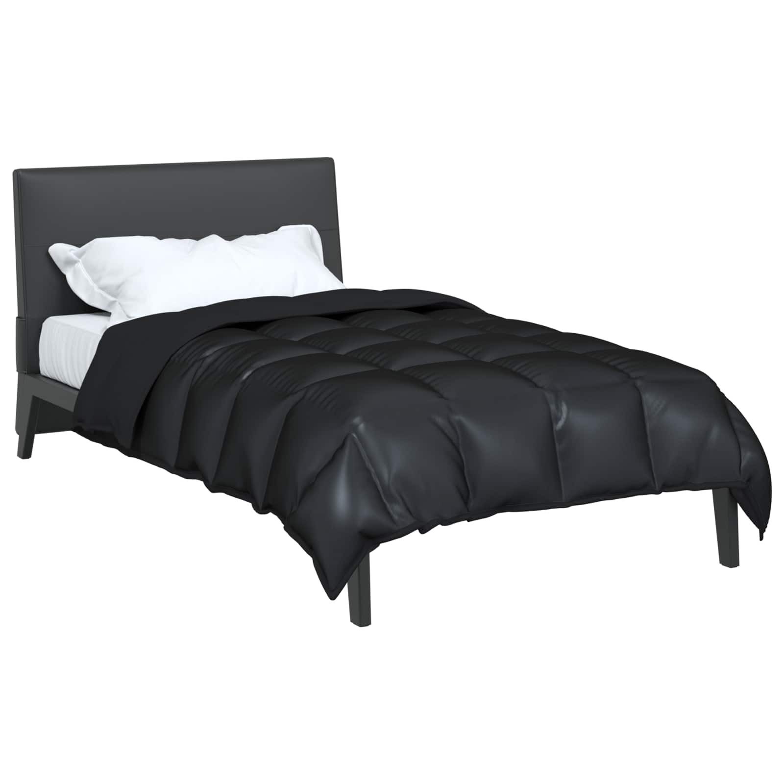 vidaXL Baumwollbettdecke Winterbettdecke Schwarz 135 x 200 cm Satin und Mik günstig online kaufen