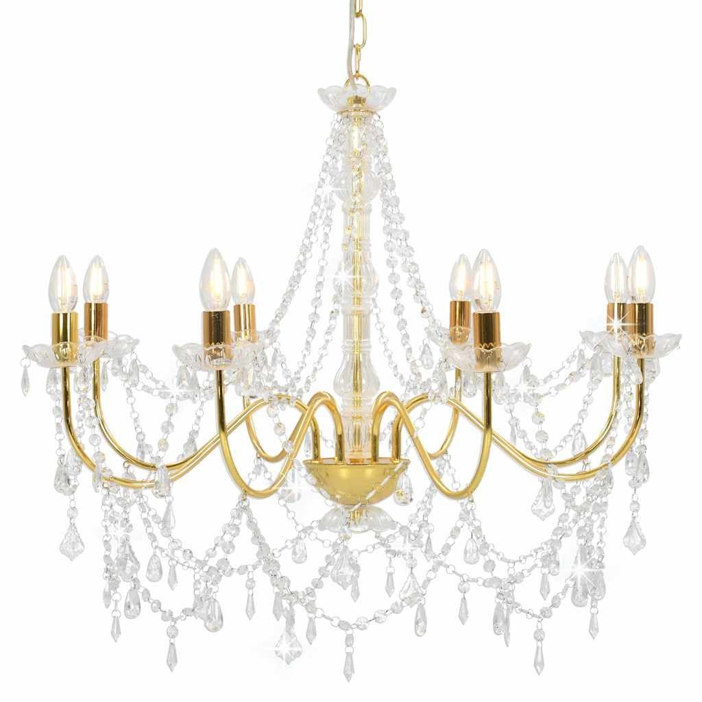 furnicato Kronleuchter mit Kristallperlen 80x75 cm in Gold und Transparent