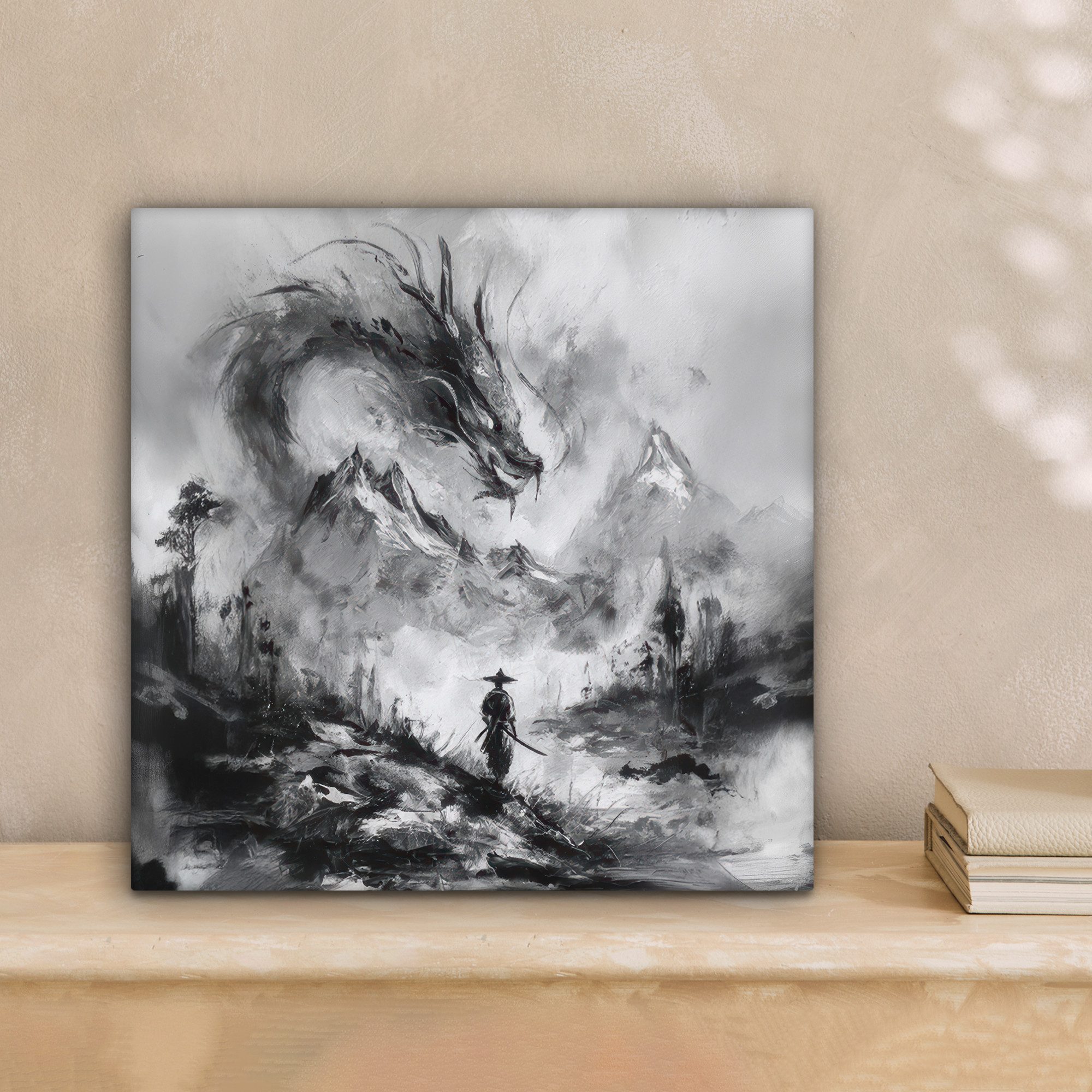 OneMillionCanvasses® Leinwandbild Krieger - Drache - günstig online kaufen