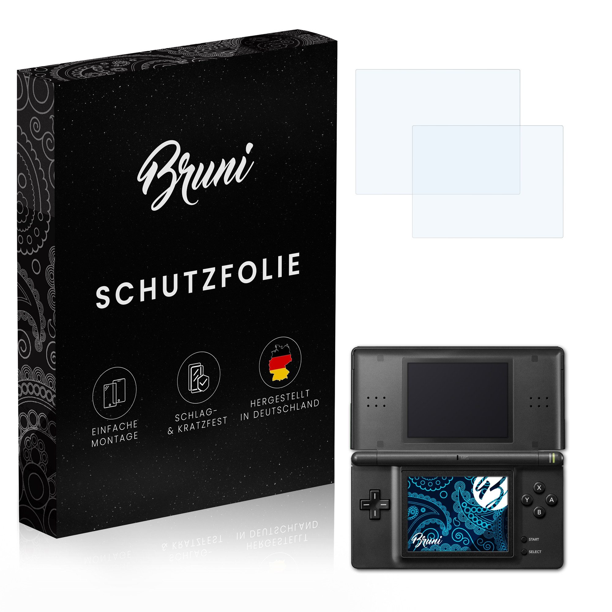 Bruni Schutzfolie Glasklare Displayschutzfolie für Nintendo DS-Lite, (2er Set), praktisch unsichtbar