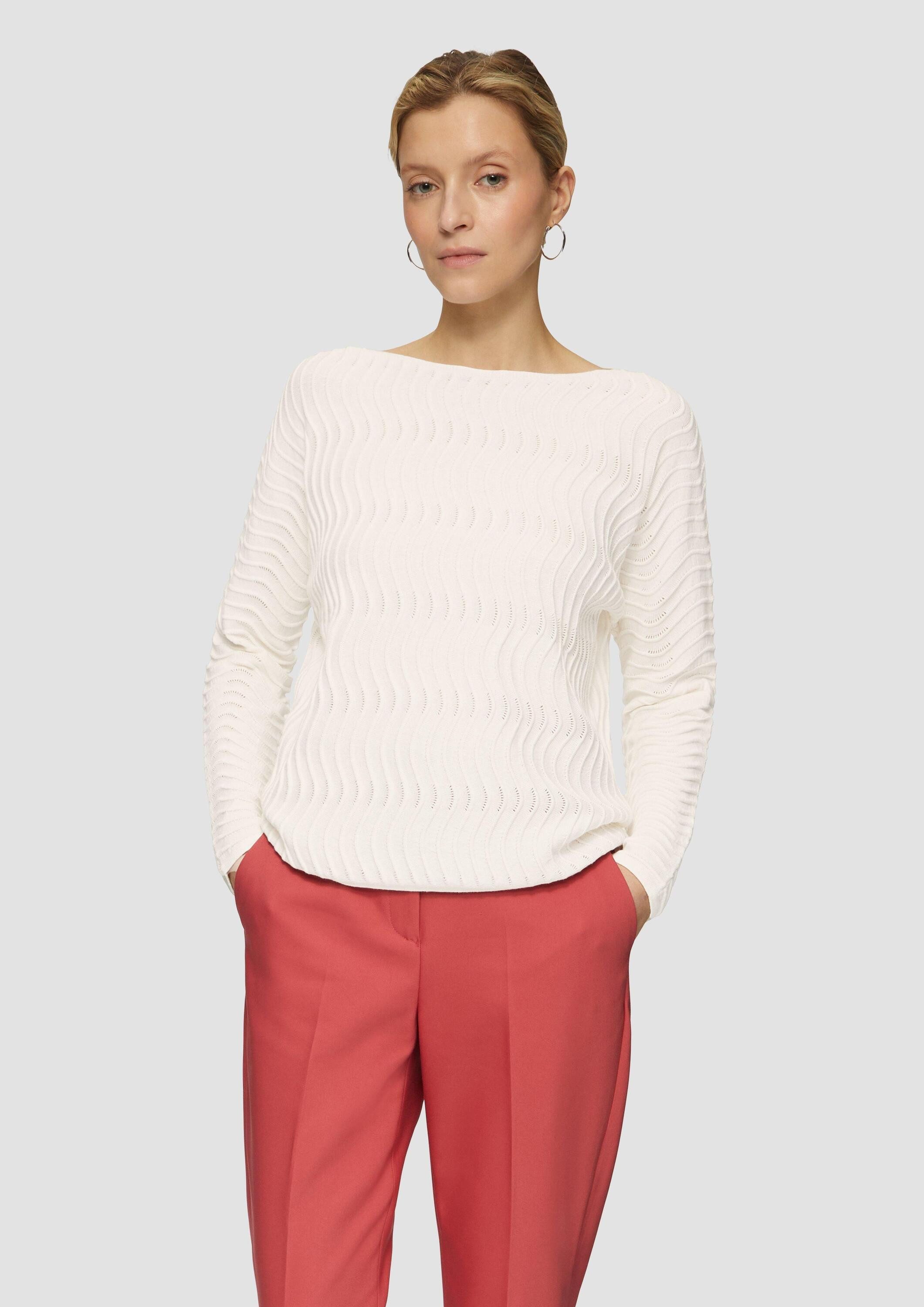 s.Oliver Longpullover Strickpullover Feinstrickpullover mit Wellenstruktur günstig online kaufen