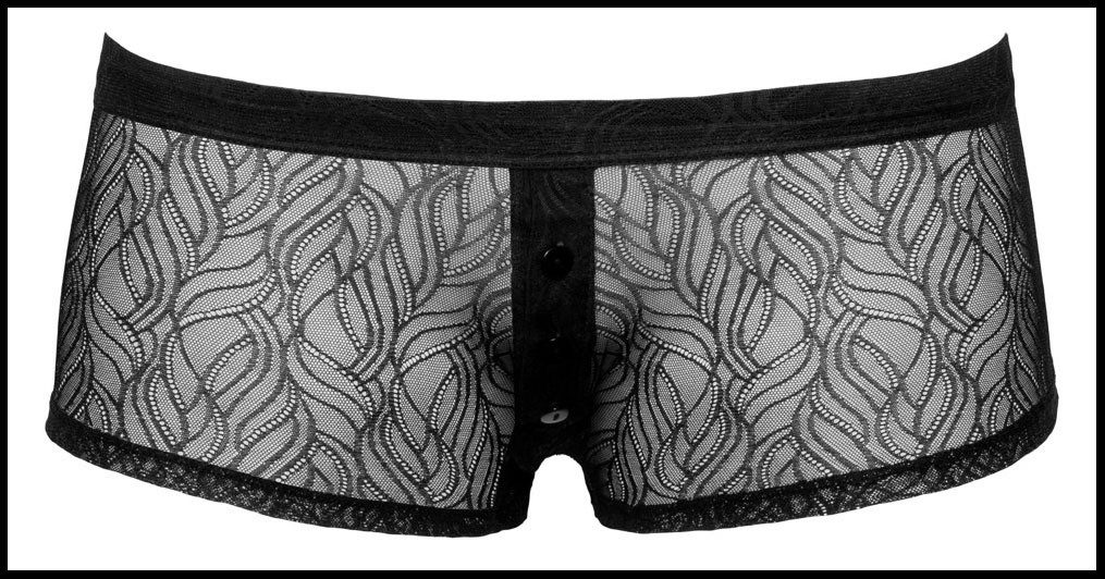 Svenjoyment Slip mit transparenter Spitze & Knopfleiste