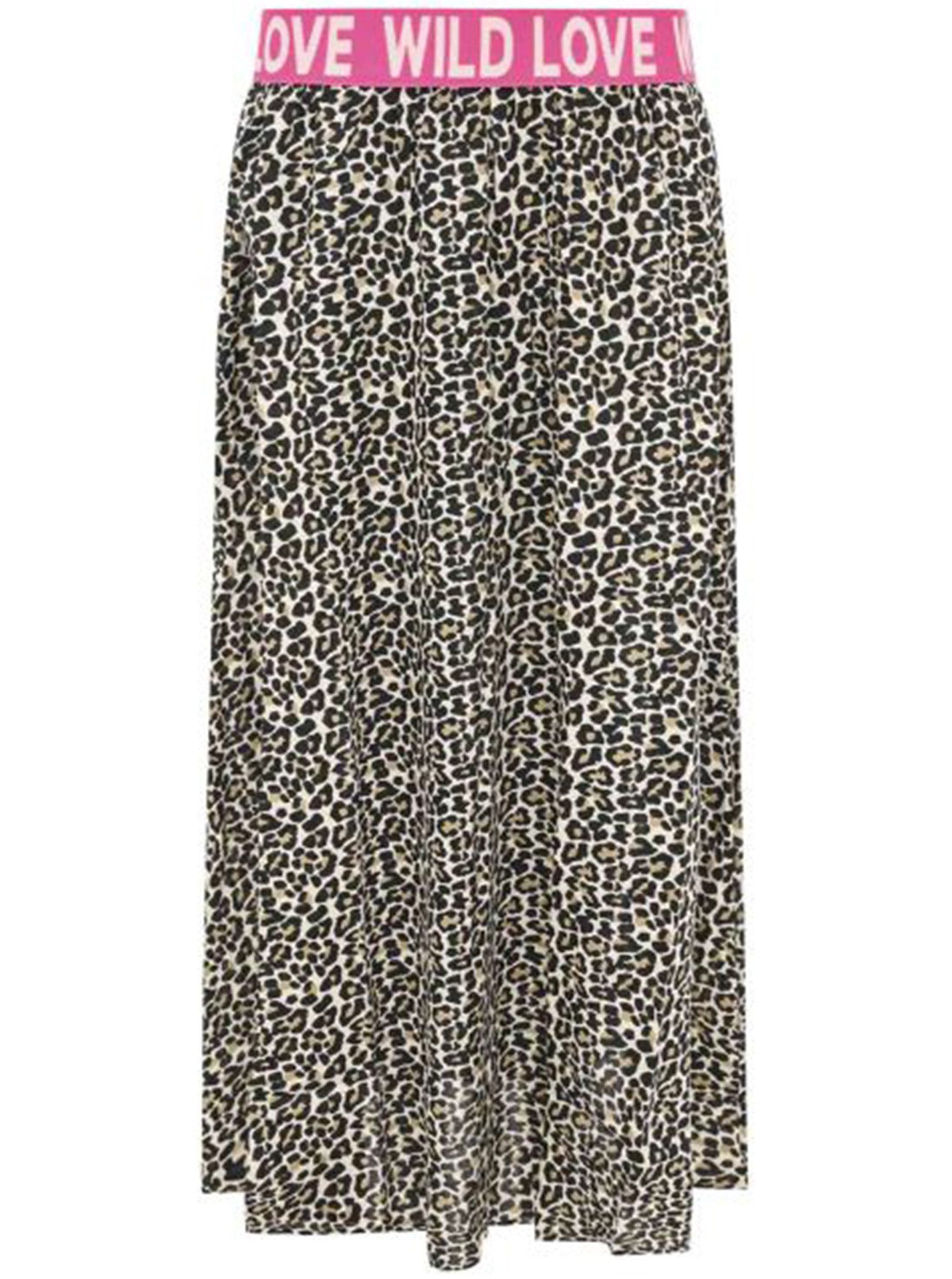 Zwillingsherz Maxirock "Wild Love Leo" Animal Muster, Gummizug, Viskose, knöchellang