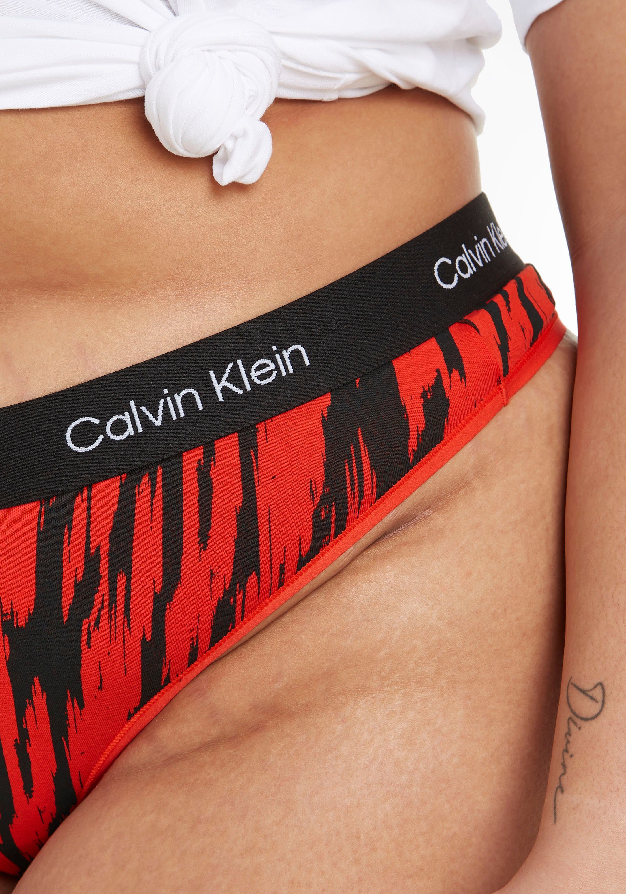 Alloverprint BLUR-LEOPARD/HAZARD THONG mit T-String Calvin MODERN Klein Underwear