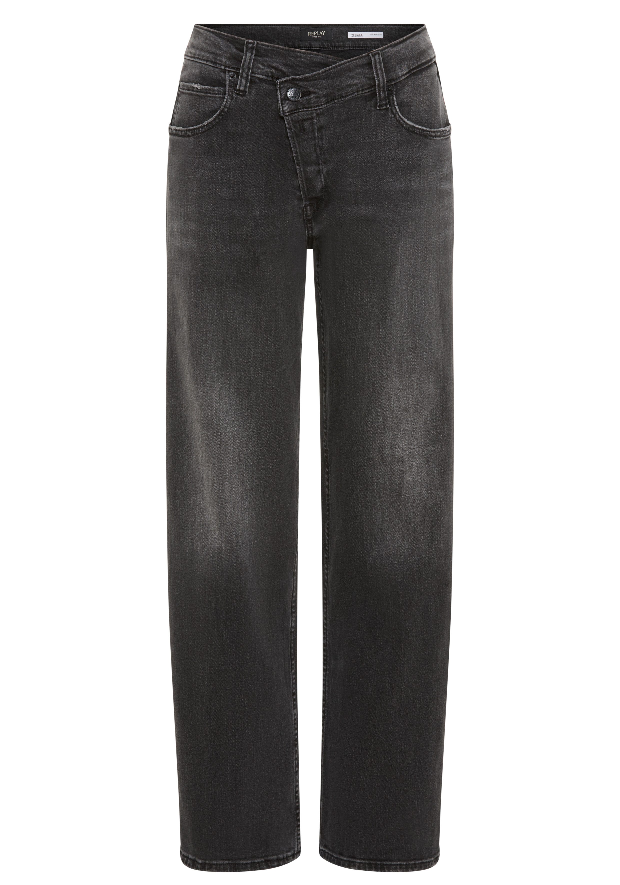 Replay Weite Jeans ZELMAA mit asymmetrischem Verschluss günstig online kaufen