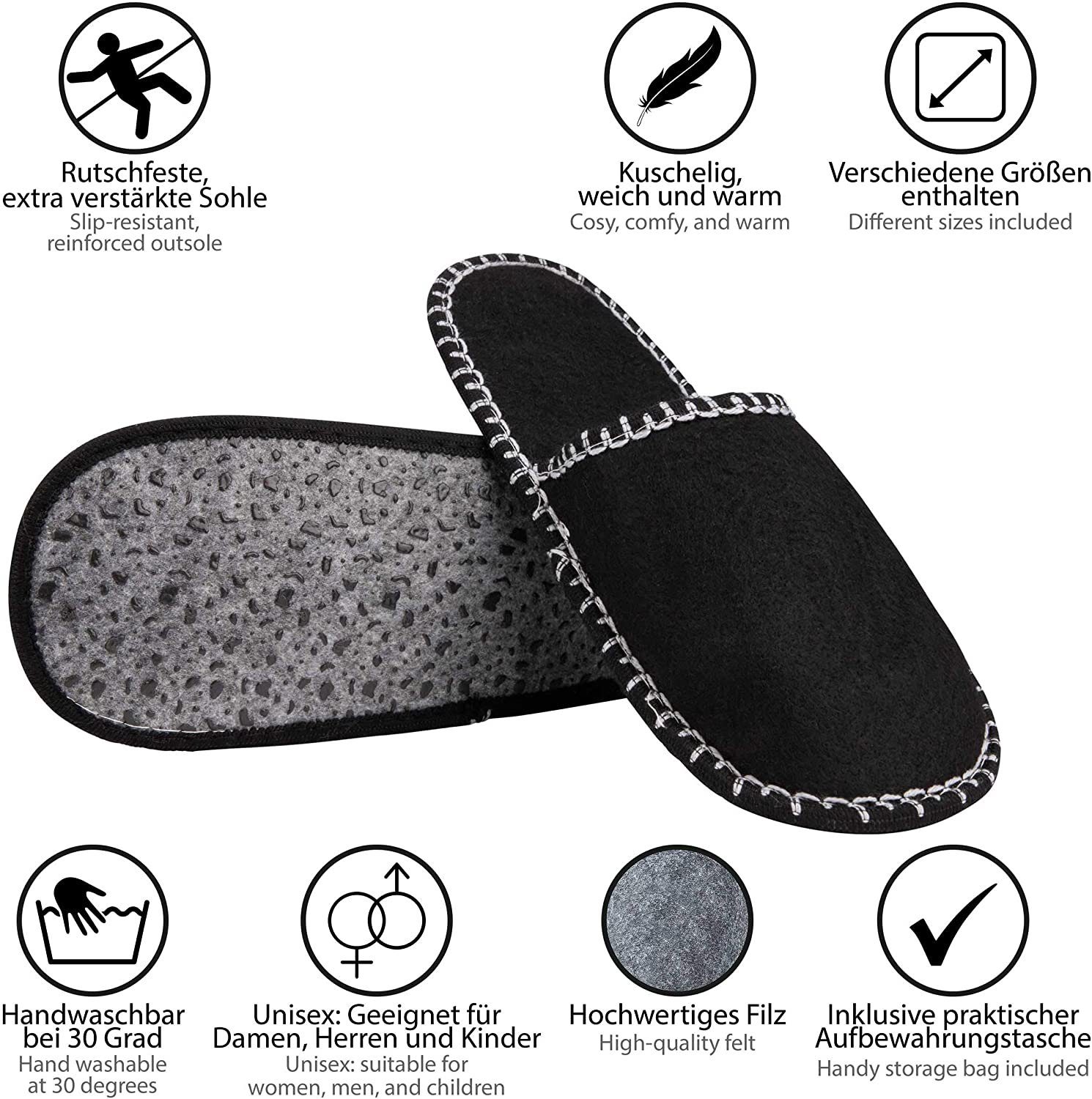 Filzpantoffel ABS Pantoffel 6-tlg., Drama Llama ONVAYA Sohle, Set, No Llama, Pantoffel Antirutsch Sohle Set) 6er Antirutsch Hausschuhe 6er cool Gästepantoffel, (Packung,