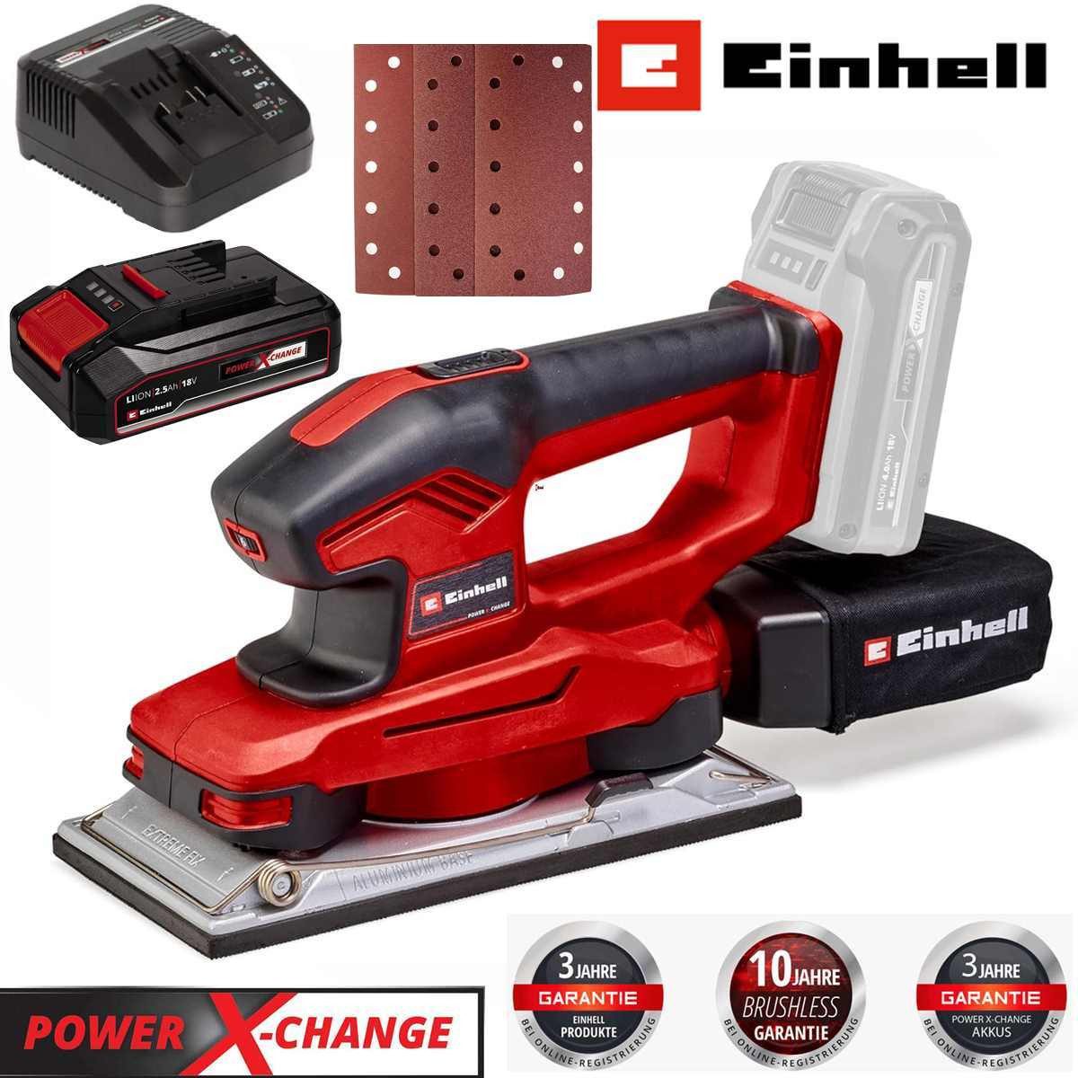 Einhell Schwingschleifer Schwingschleifer TE-OS 18/230 Li Akku 2.5 Ah, 3x Schleifpapier