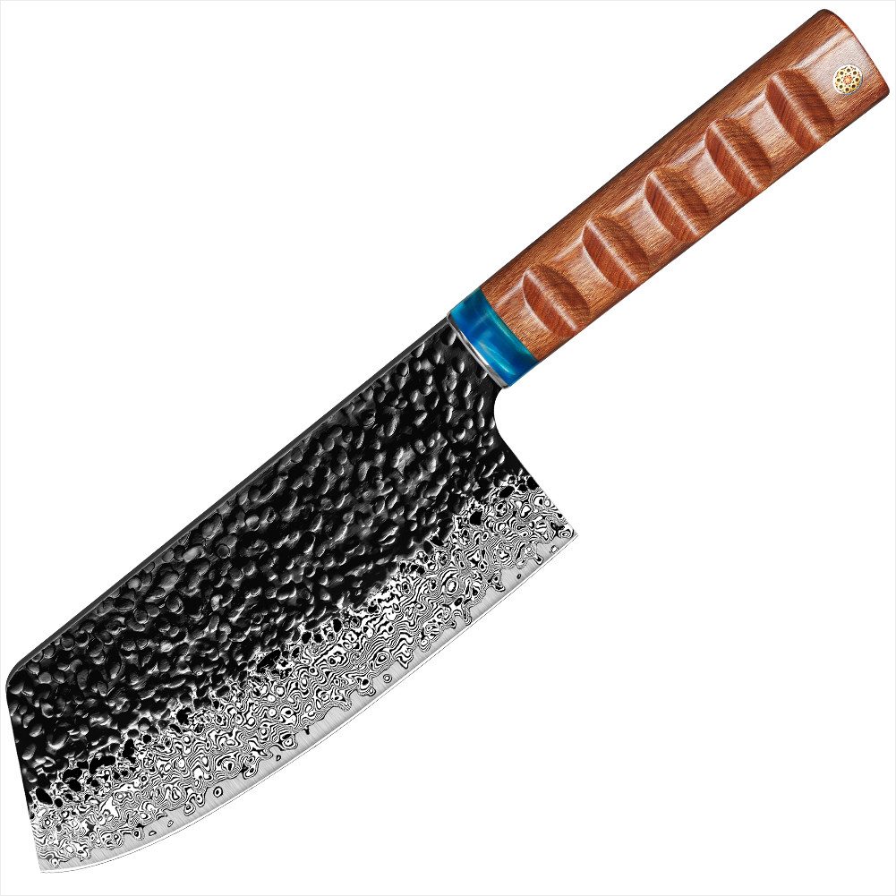 KingLux Damastmesser 7 Zoll Hackmesser VG10 Damaststahl Nakirimesser Küchenmesser