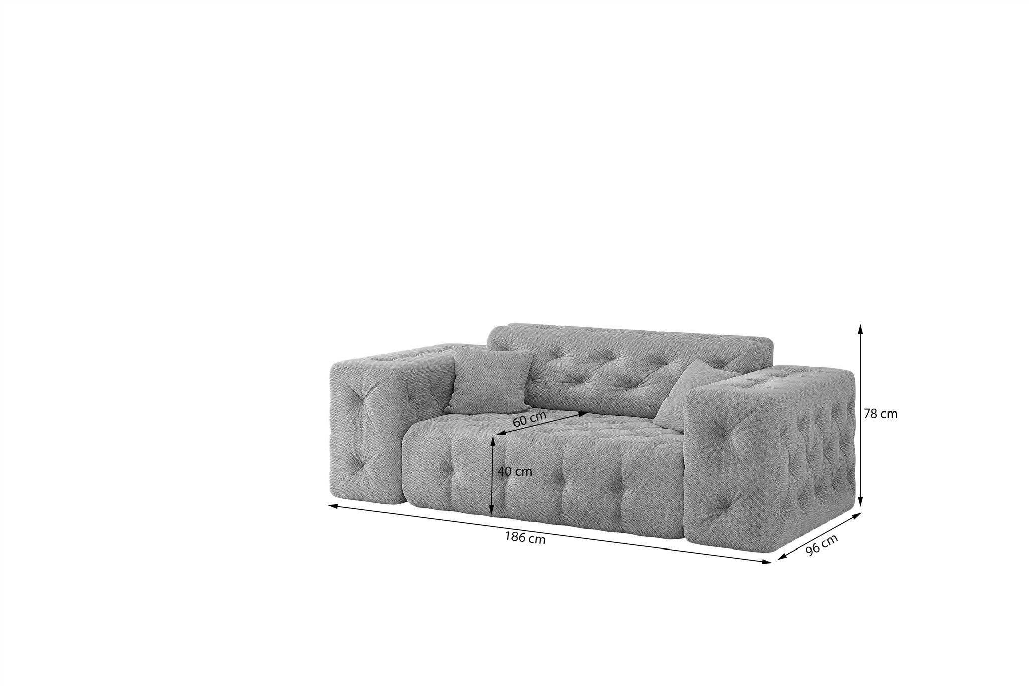 Fun Möbel Sofa Sofa Designersofa CHANTAL 2-Sitzer in Stoff Opera Velvet