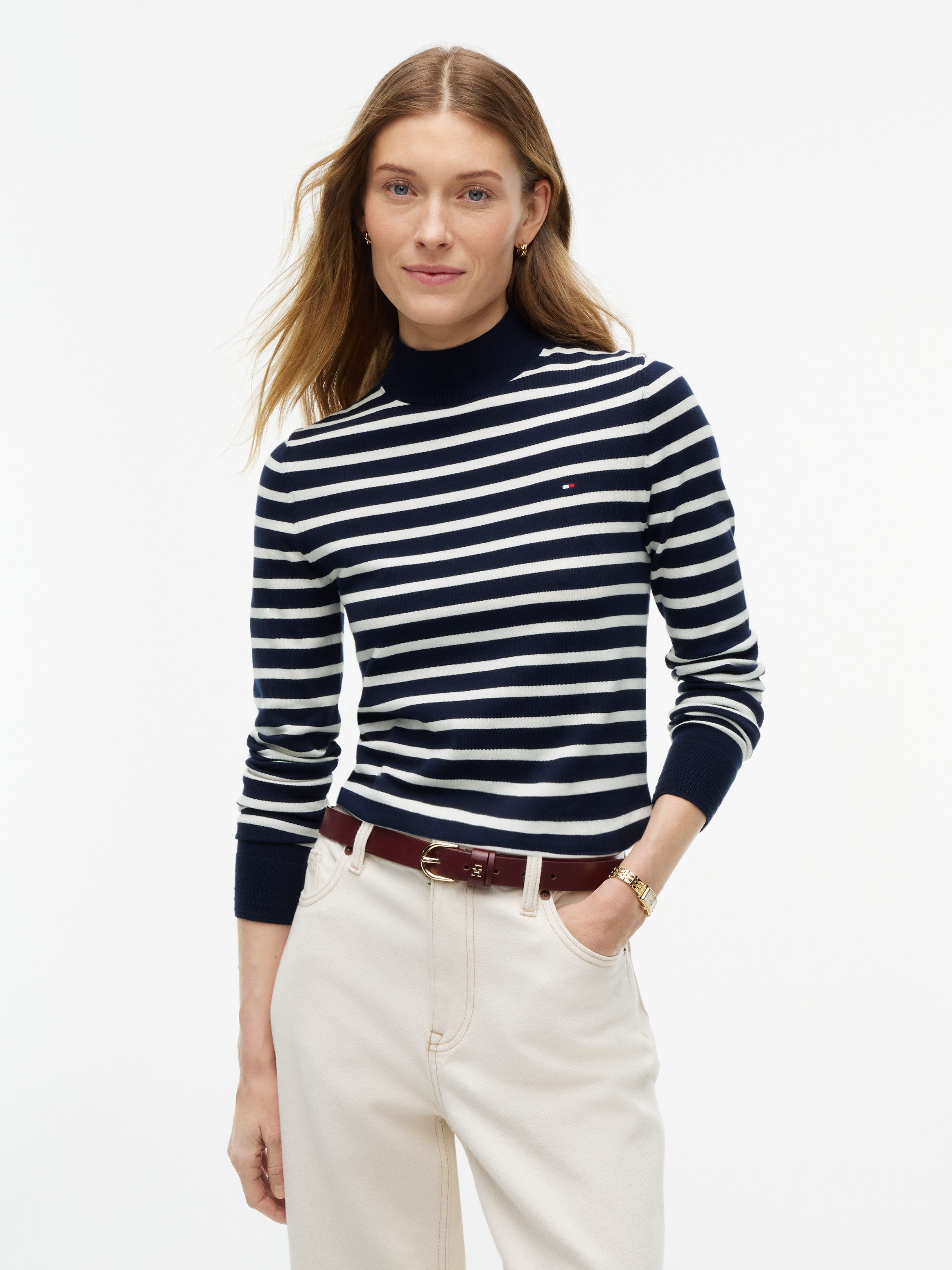 Tommy Hilfiger Strickpullover COTTON JERSEY SLIM MK-NK SWT Baumwollmischung, slim fit