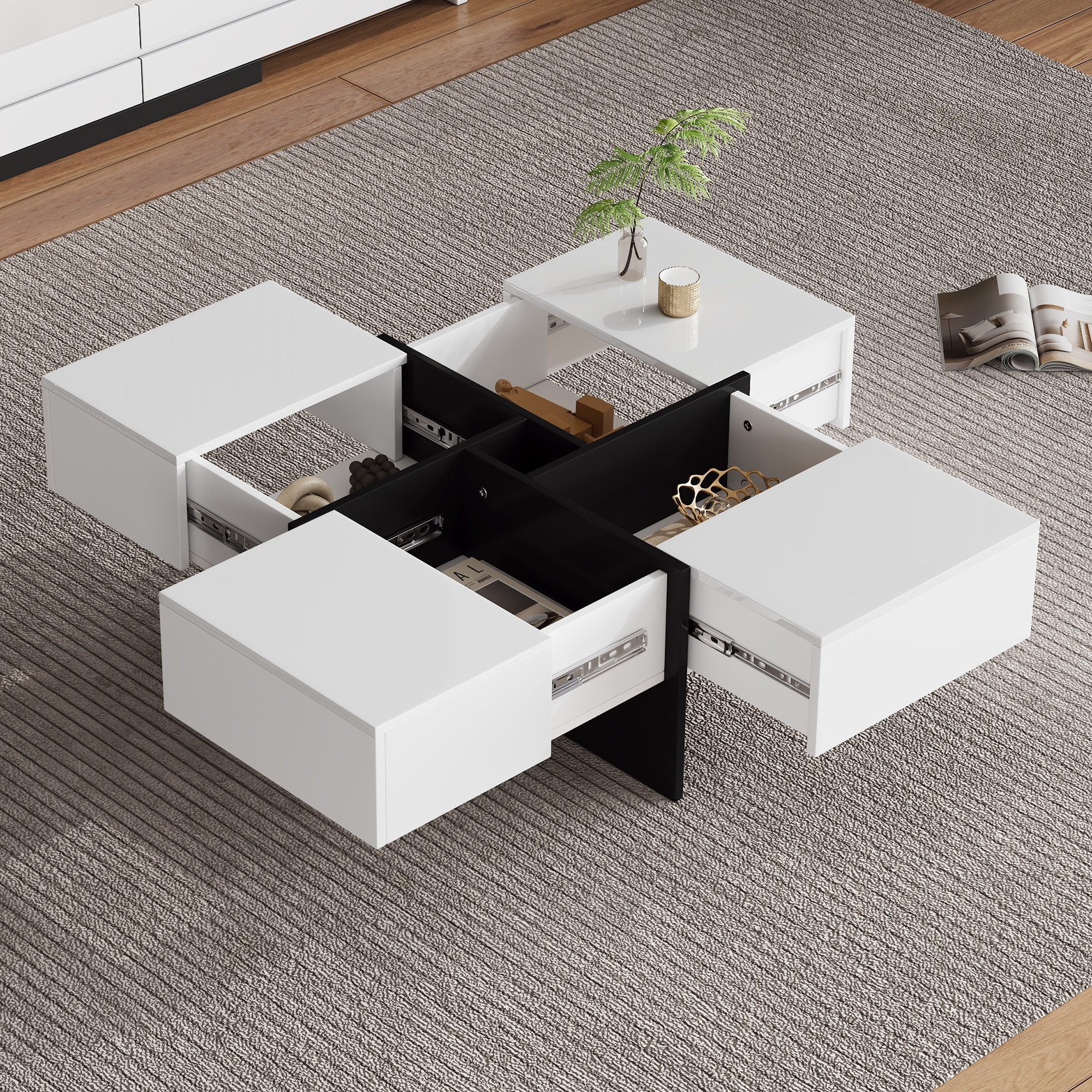 MODFU Couchtisch quadratischer Wohnzimmetisch (Beistelltisch, Kaffeetisch, günstig online kaufen