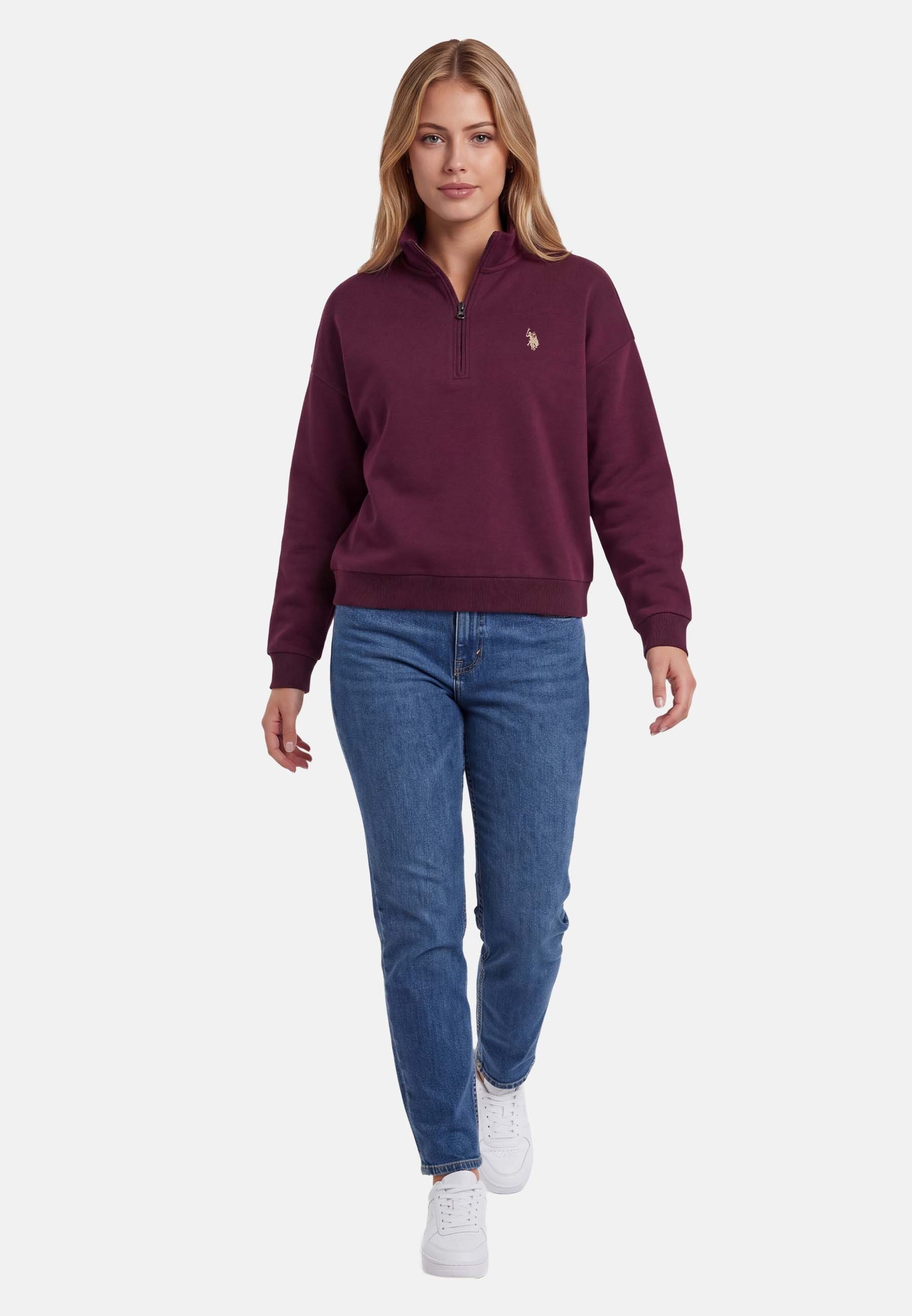 U.S. Polo Assn. Sweatshirt mit Stehkragen und gesticktem Brustlogo Weiches Damen-Sweatshirt mit Rippbündchen und normaler Passform – Bild 3 von 5