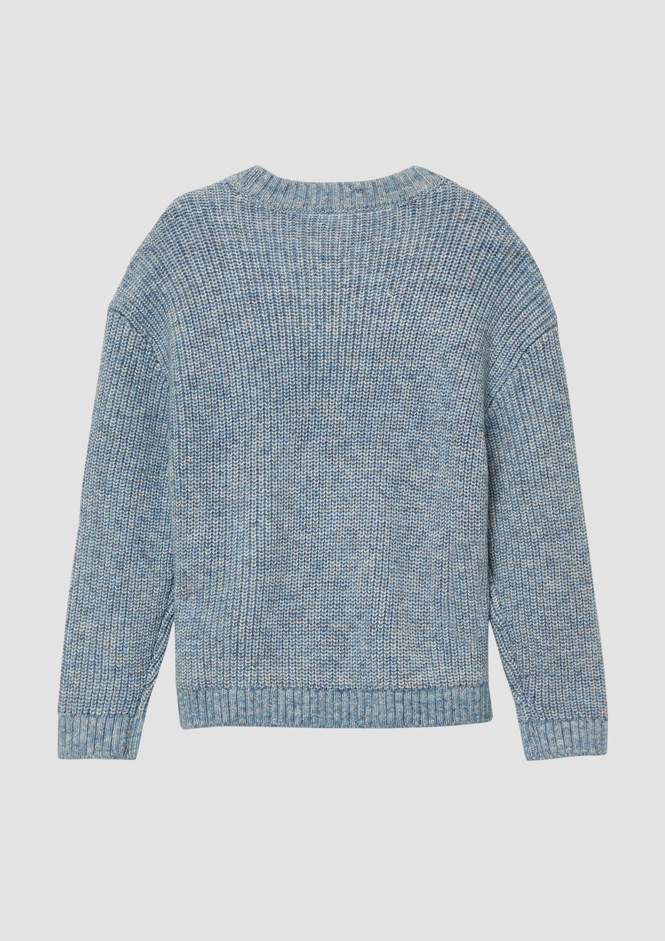 s.Oliver Longpullover Strickpullover Melierter Strickpullover im Loose Fit mit Label-Patch