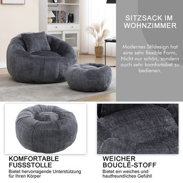 Blusmart Sitzsack Bequemer runder drehbarer Sitzsack-Stuhl (360°-freie Rotation super weiche Couch, Hoher Dichte Memory-Schaum gefüllter), Für Wohnzimmer, Schlafzimmer Feature Sitzsack-Sofa