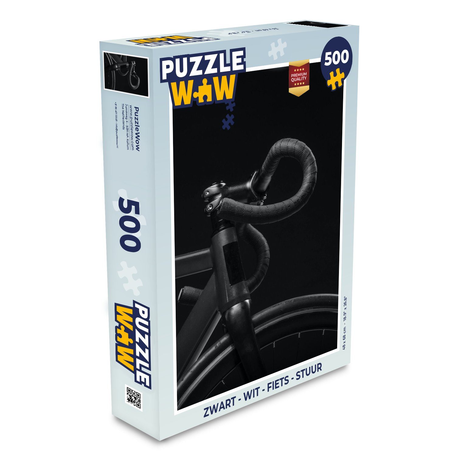 MuchoWow Puzzle Fahrrad - Lenker - Schwarz - Weiß, 500 Puzzleteile, Foto-Puzzle, Bilderrätsel, Puzzlespiele, Spielzeug