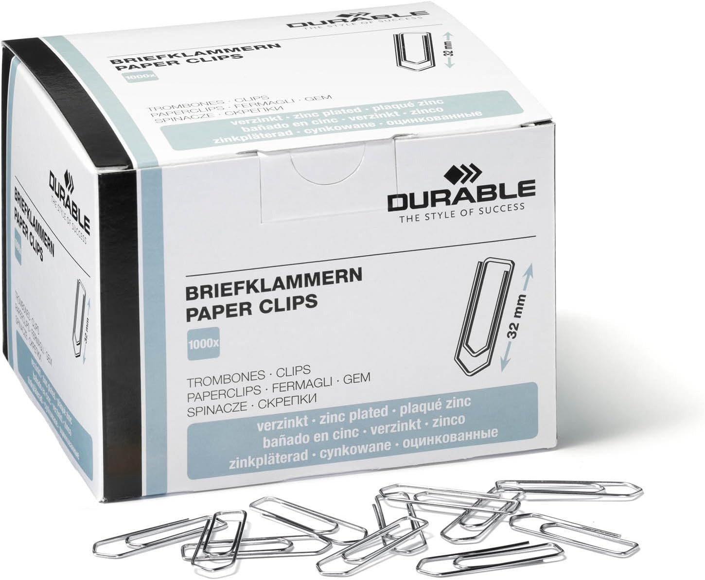 DURABLE Schlüsselanhänger Set, Durable Briefklammern 32 mm verzinkt Pckg. à 1000