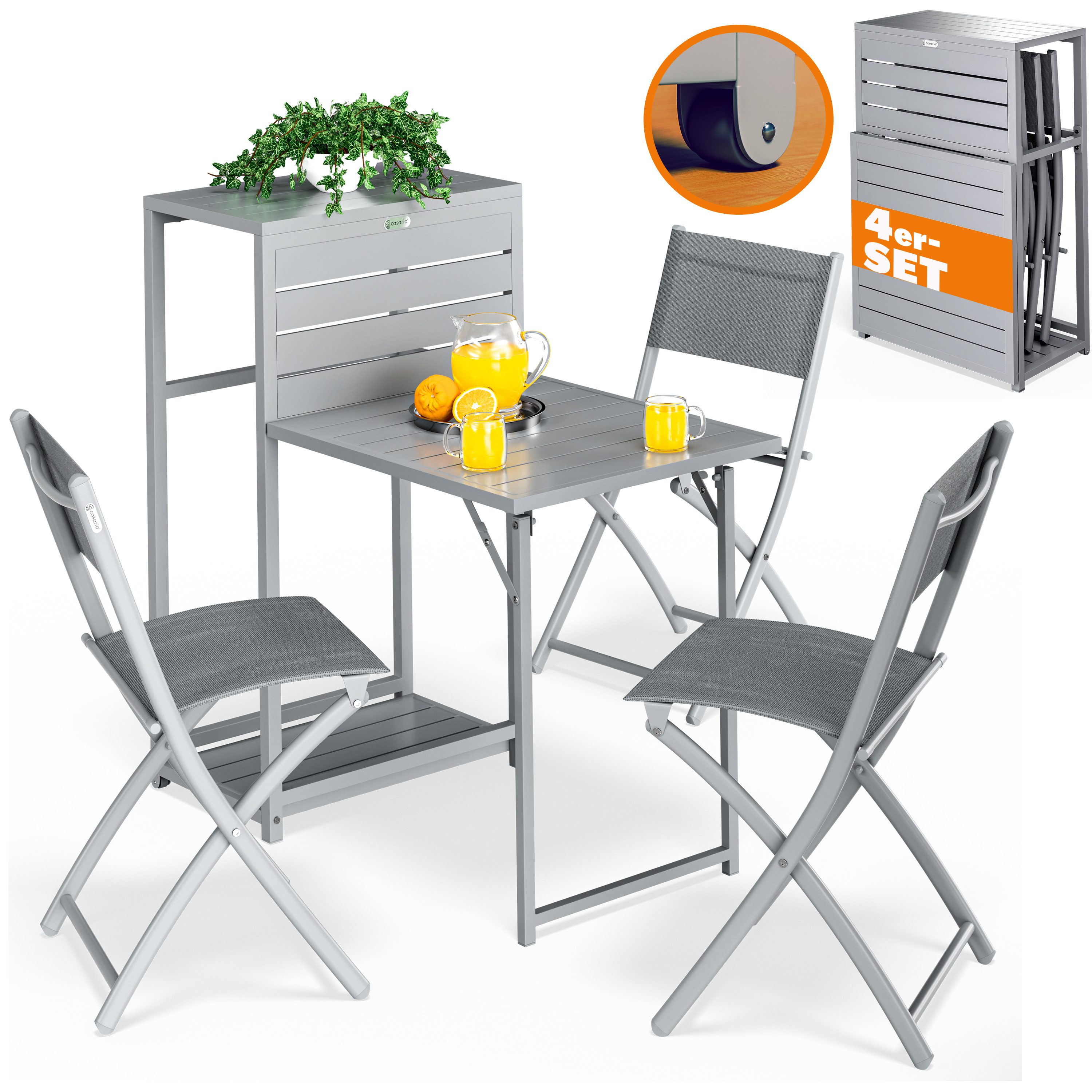 Casaria Balkonset, 3 Stühle Tisch Klappbar günstig online kaufen