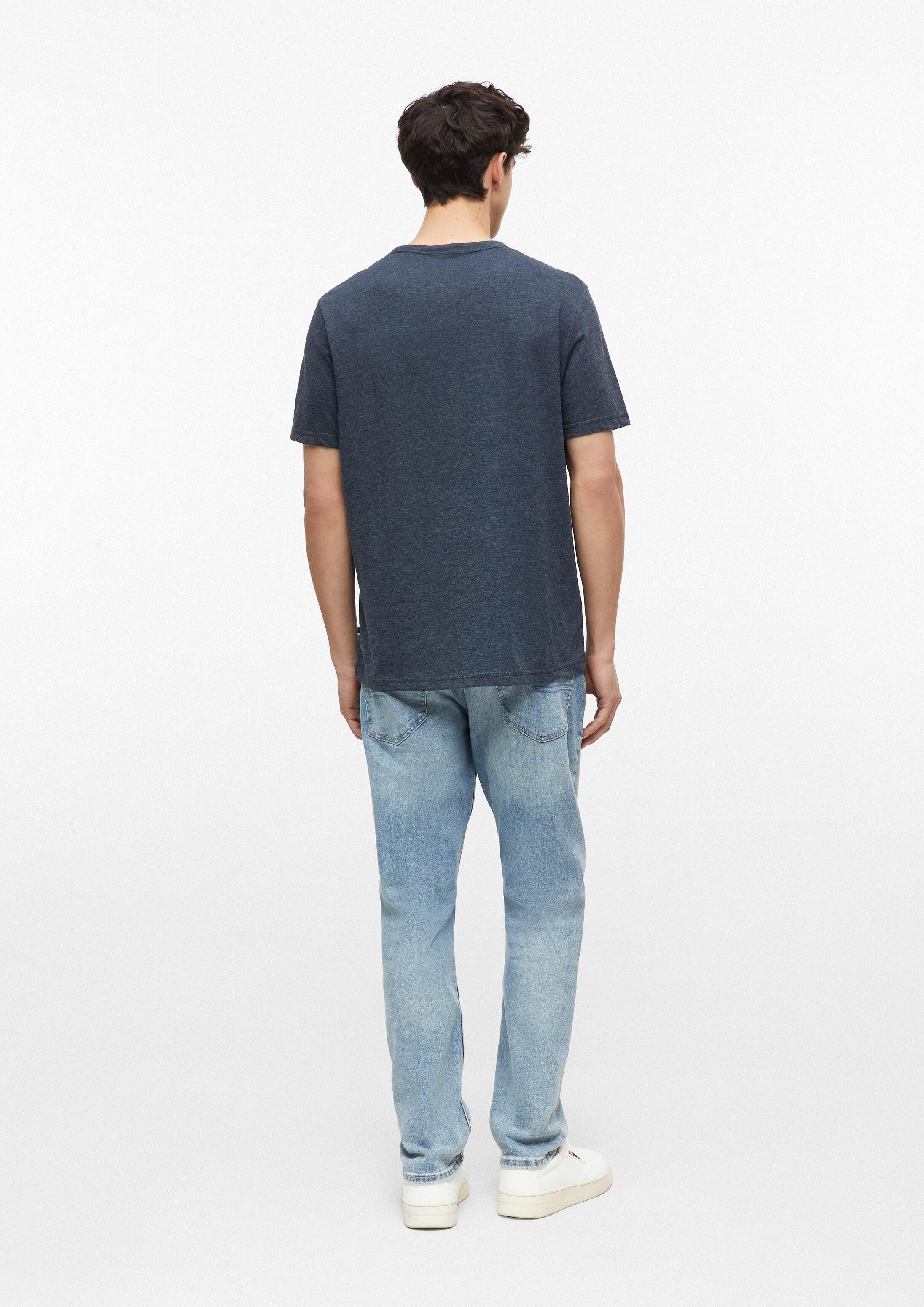 s.Oliver Kurzarmshirt T-Shirt Meliertes T-Shirt aus Baumwollmix mit Brusttasche