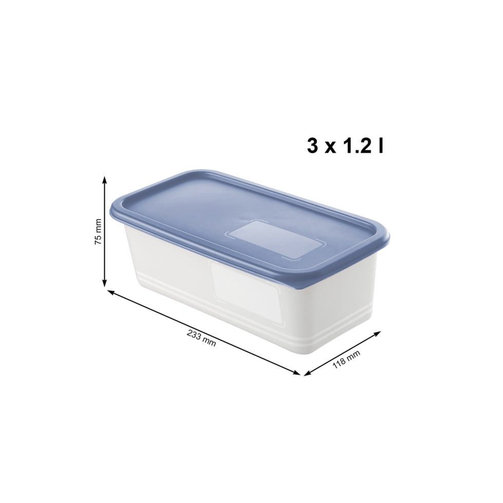 ROTHO Vorratsdose Rotho Gefrierdosen-Set Domino 3 x 1,2 l horizon, Kunststoff – Bild 3 von 3