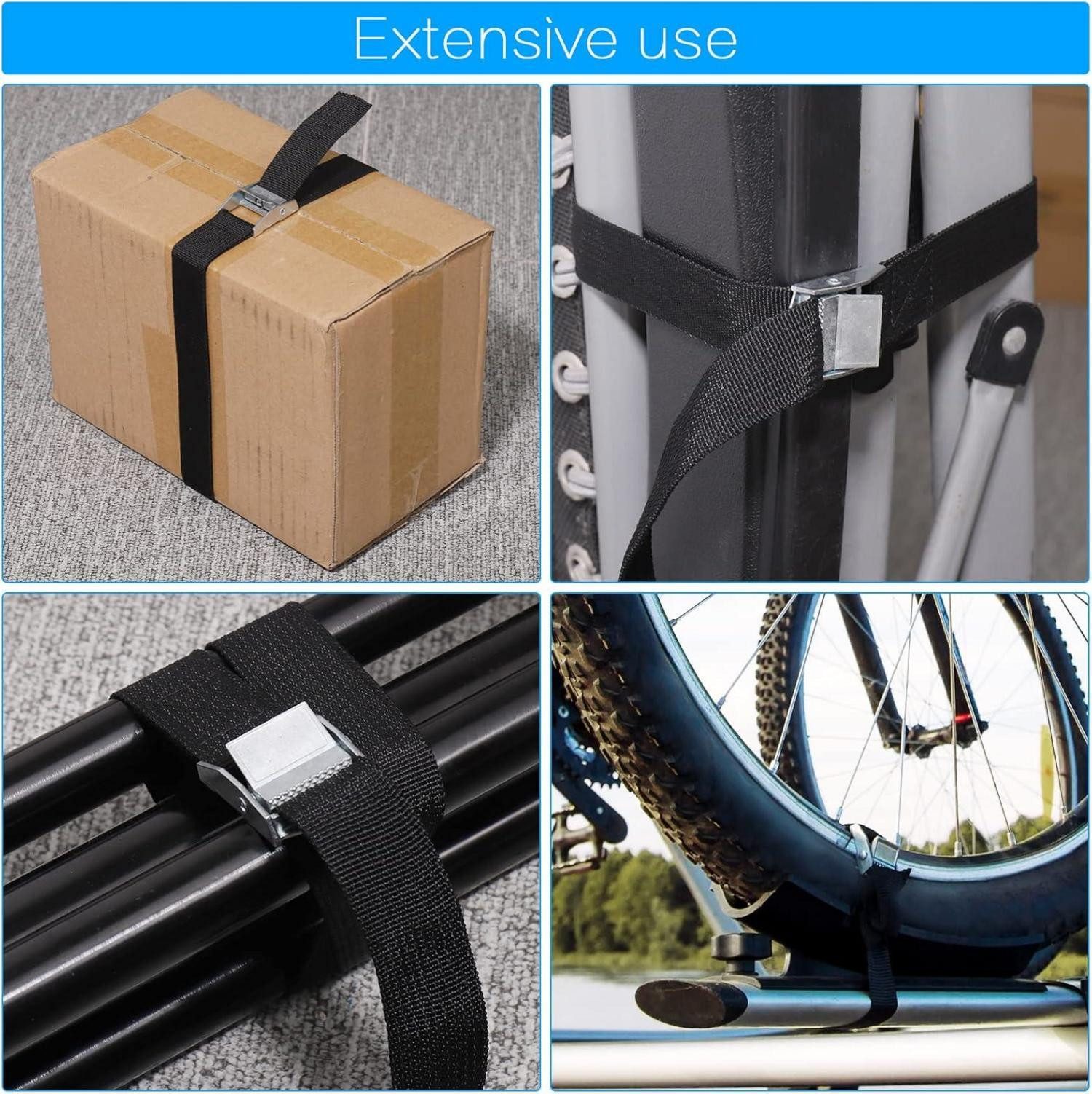 Thumbnail - LuxusKollektion Multitool Spanngurte Kurz 10er Set 65cm Verstellbar Klemmschloss Schwarz