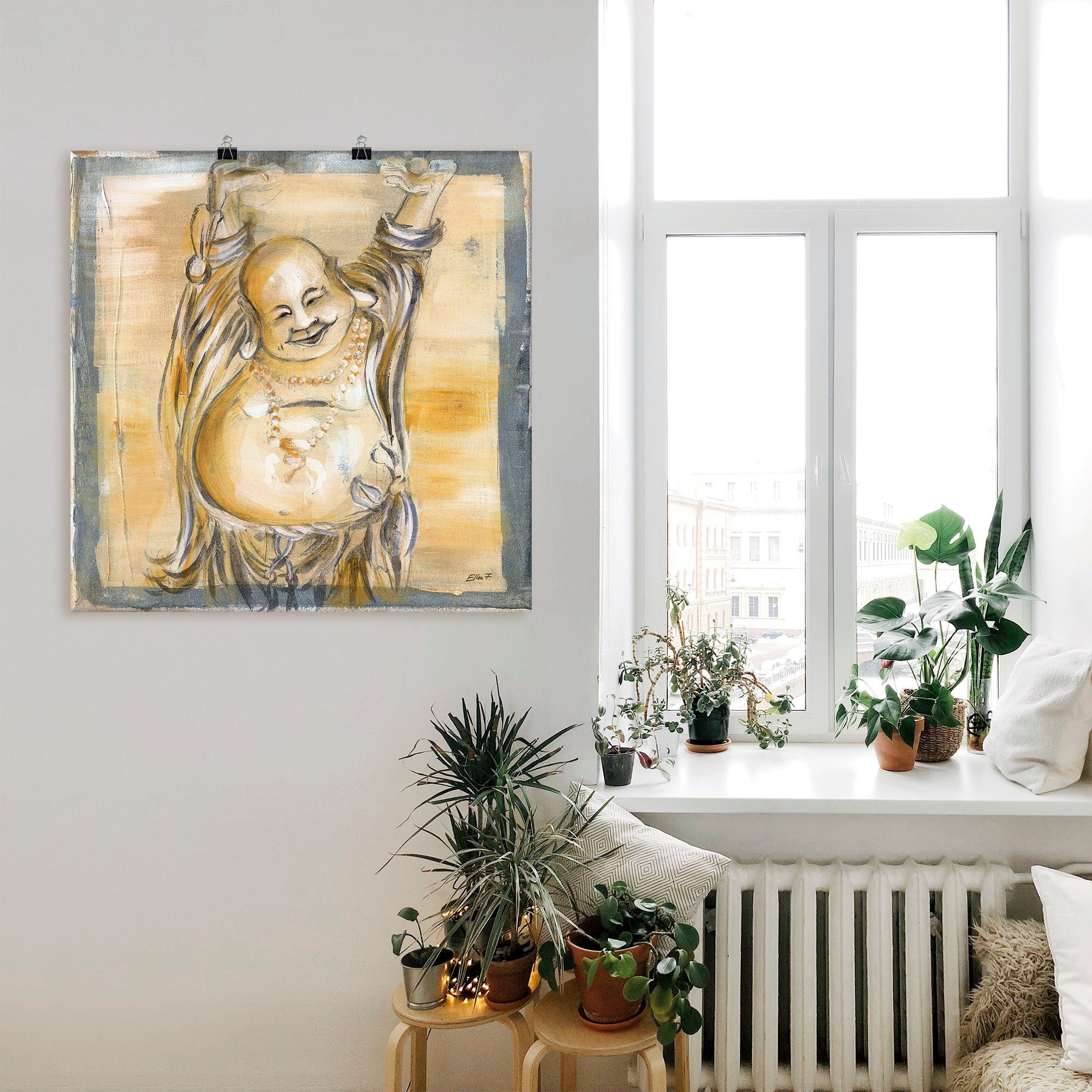 Artland Wandbild Fröhlicher Buddha II, Religion (1 St), als Leinwandbild, Poster in verschied. Größen